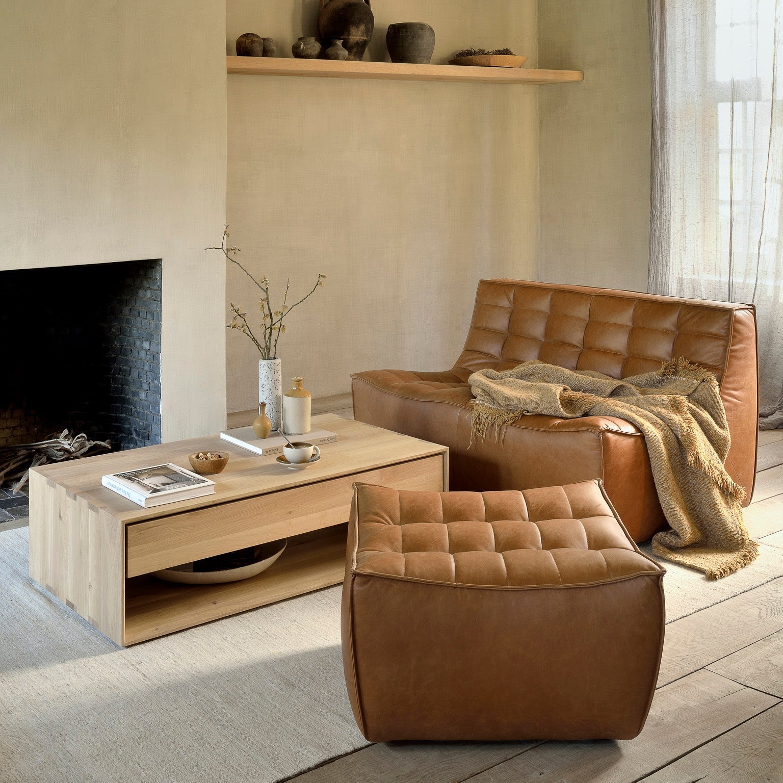 Ethnicraft N701 Two Seater in oak, FSC-certified solid oak