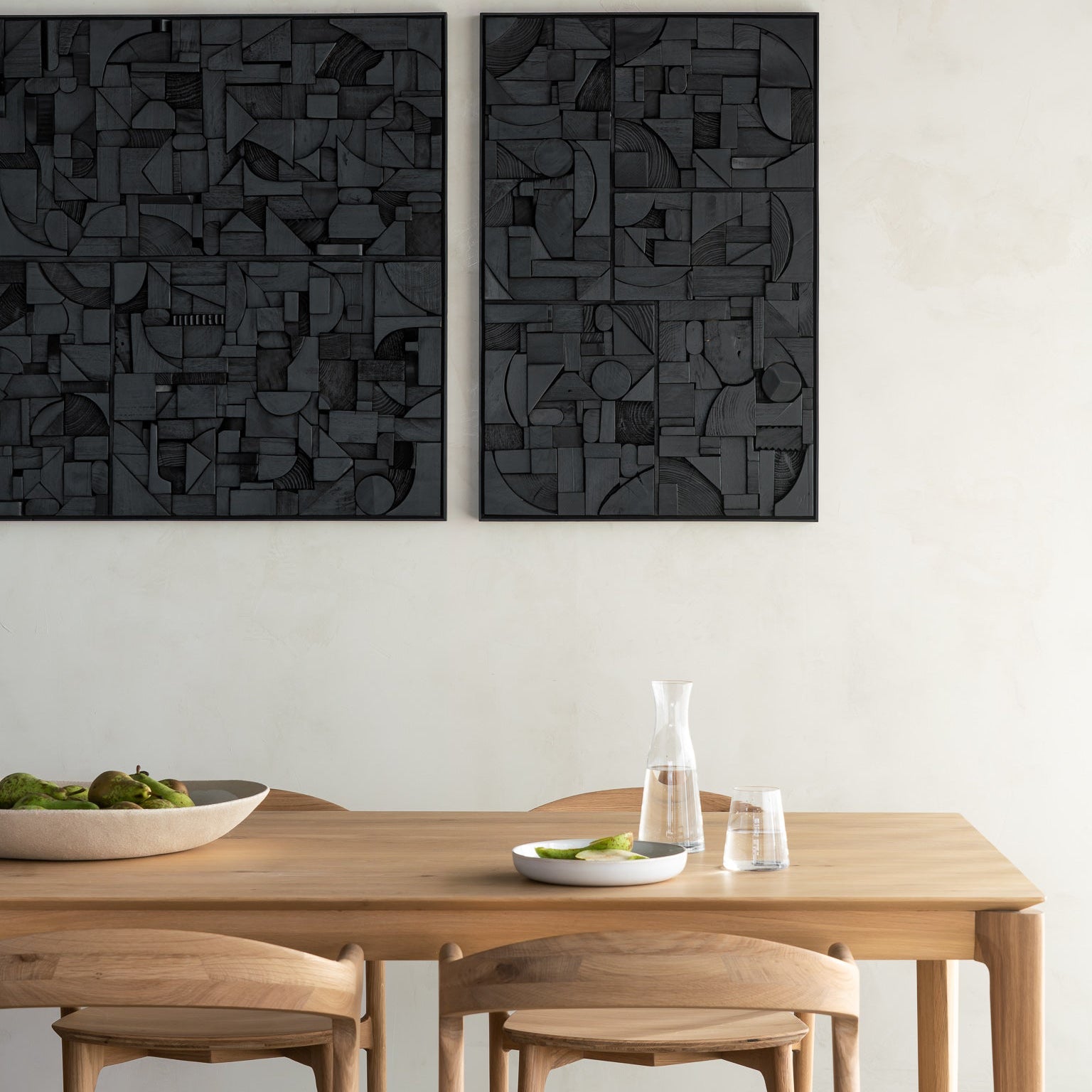 Ethnicraft Bricks Wall Art styled in a dining room