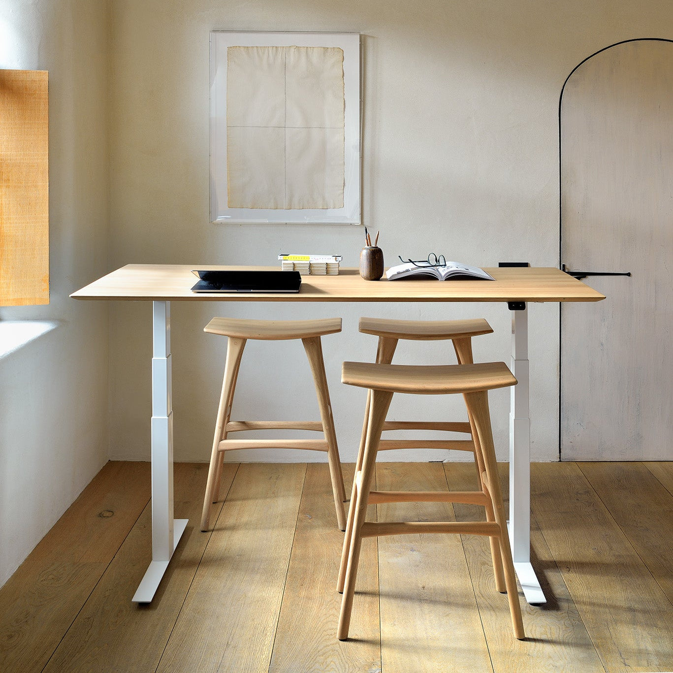 Ethnicraft Osso Bar Stool in oak, FSC-certified solid oak