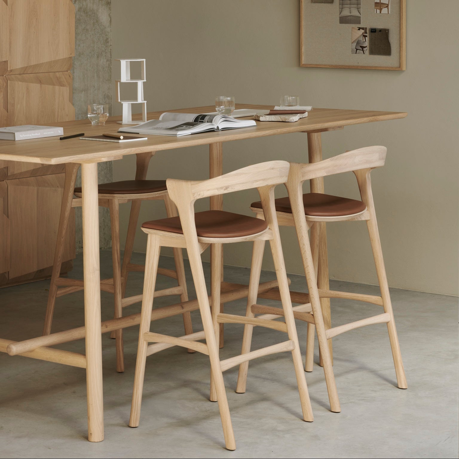 Ethnicraft Bok Bar Stool in oak, FSC-certified solid oak, Belgian solid wood furniture
