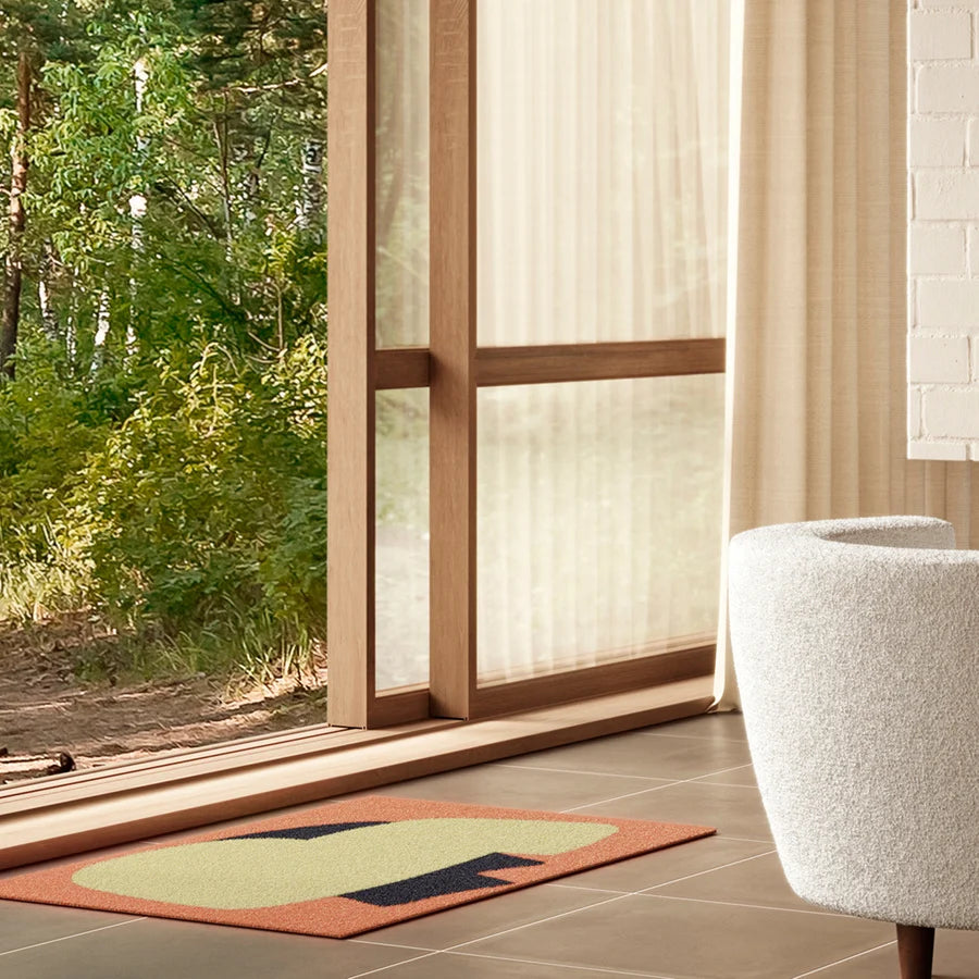 Heymat Heymat X Sight Unseen Peach in Peach, recycled PET yarn doormat, Norwegian sustainable design