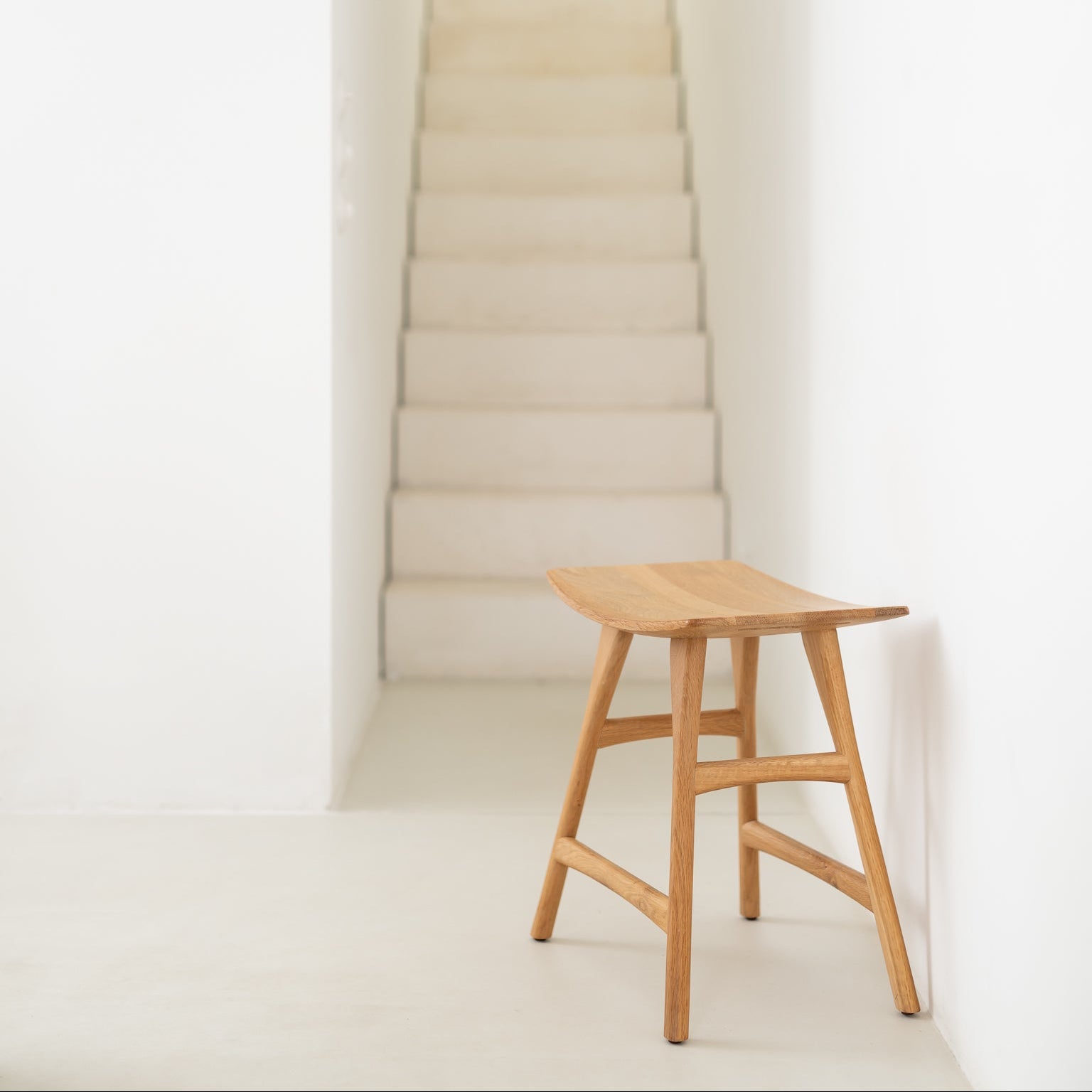 Ethnicraft Osso Stool, FSC-certified solid wood furniture by Belgian brand