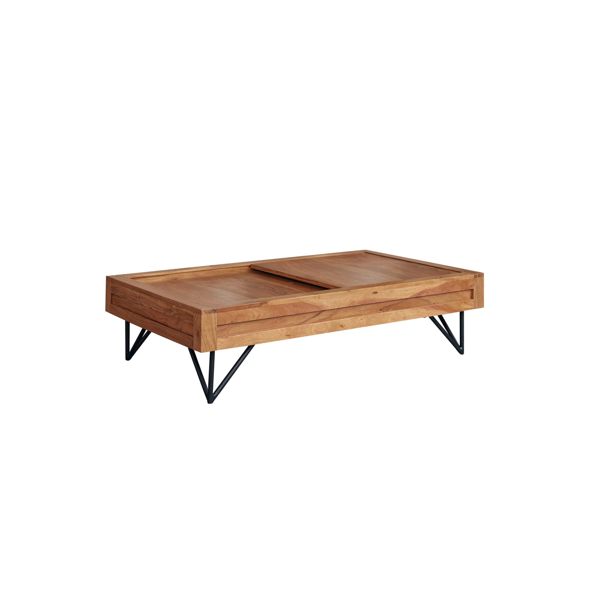 Bonnie acacia coffee table styled in a living room, alternate angle