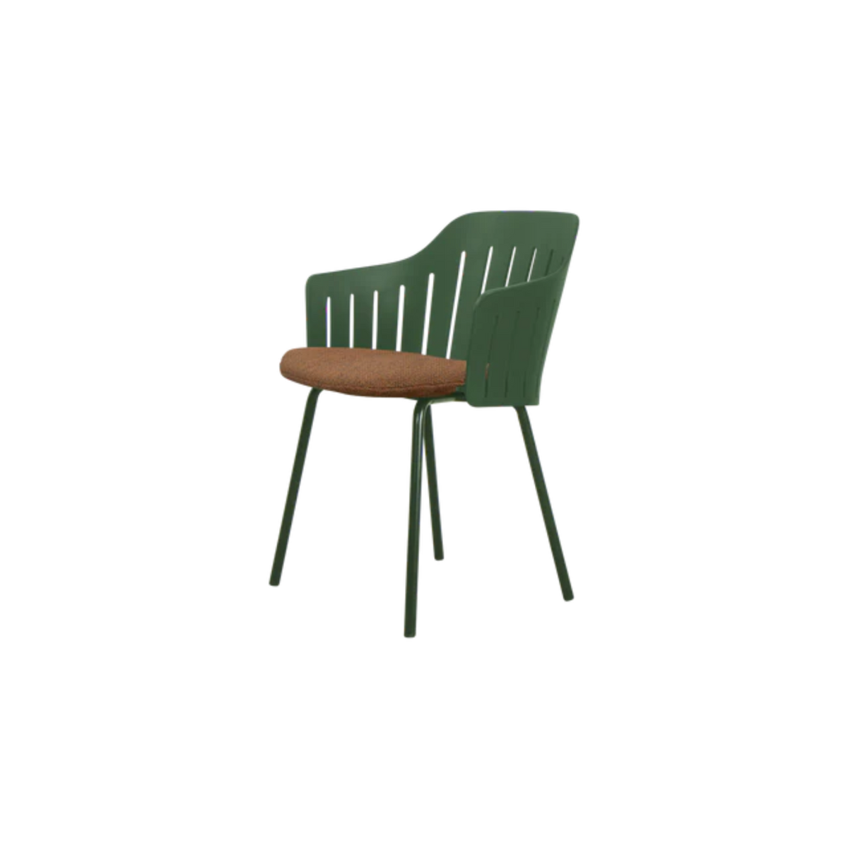 Cane-line Choice Chair with 4 Legs INDOOR/OUTDOOR in Dark Green with Umber Brown cushion