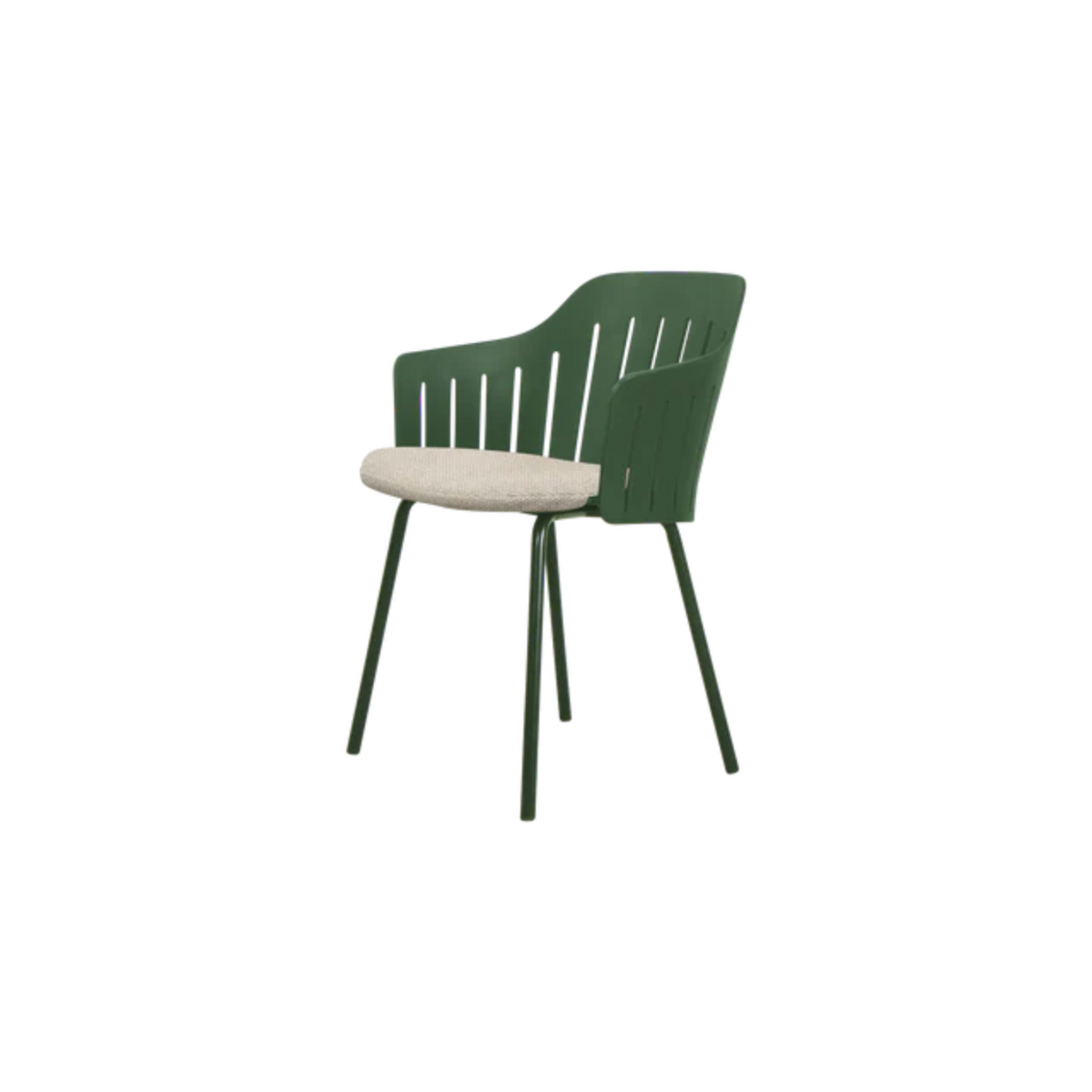 Cane-line Choice Chair with 4 Legs INDOOR/OUTDOOR in Dark Green with Desert Sand cushion