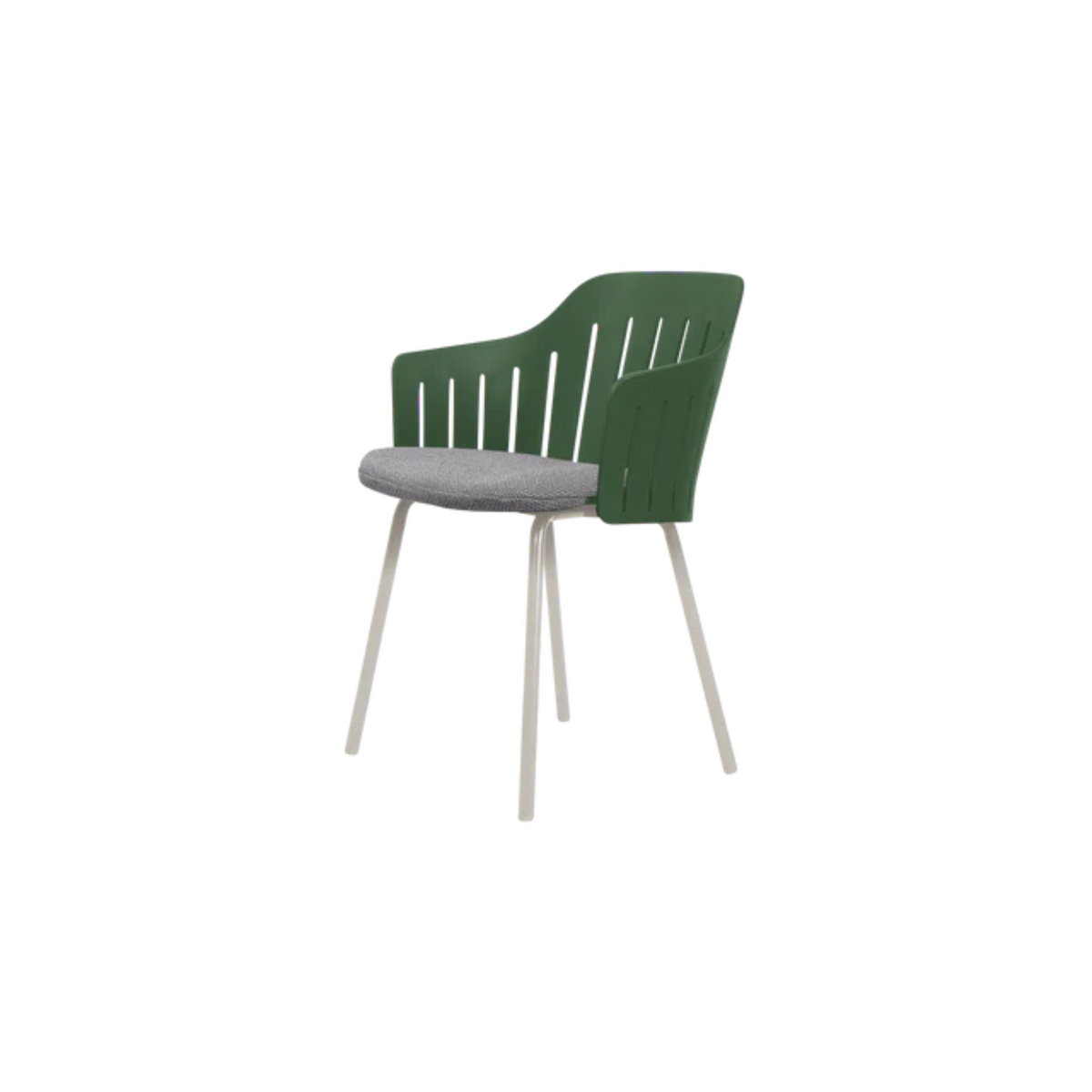 Cane-line Choice Chair with 4 Legs INDOOR/OUTDOOR in Dark Green with Sand base, Gray cushion