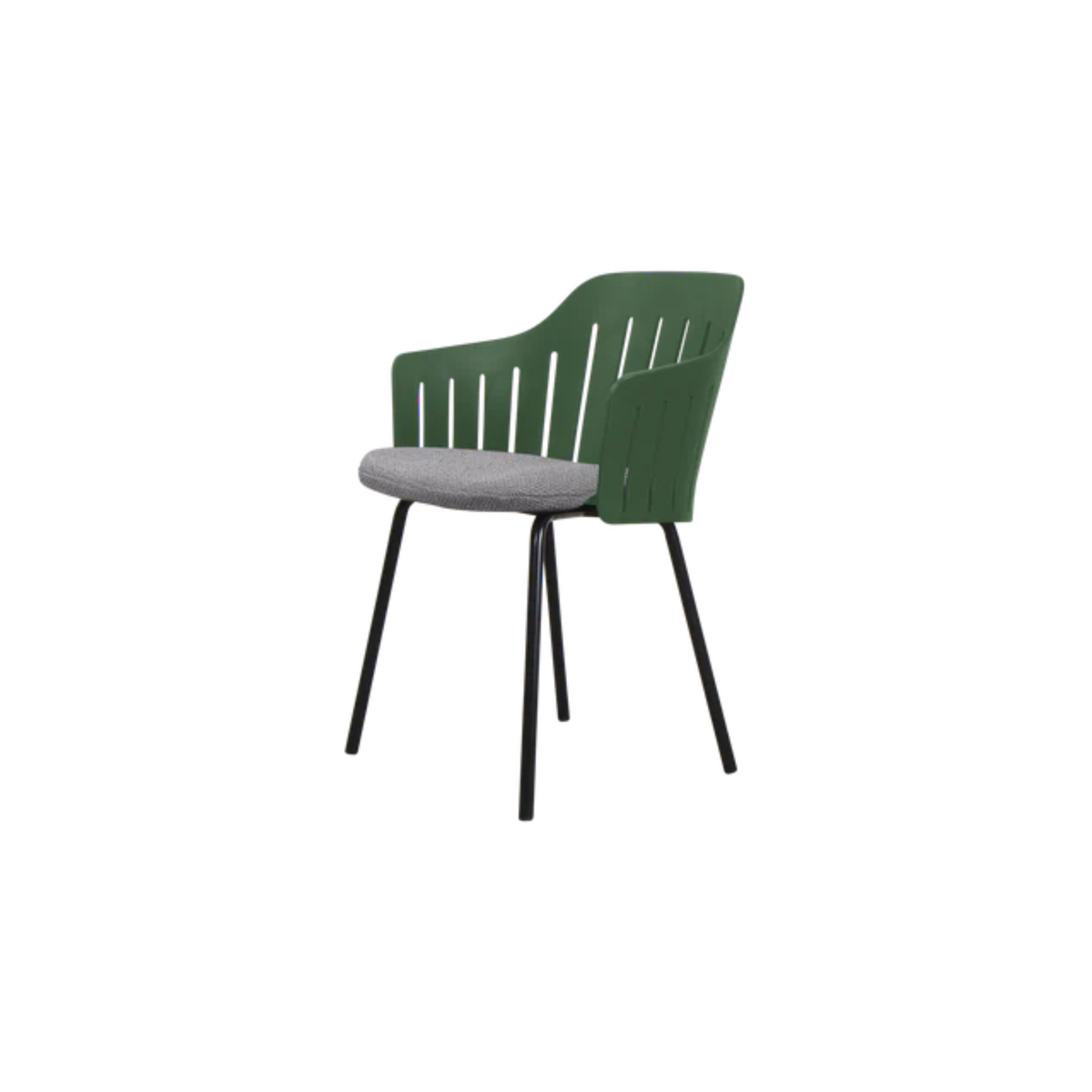 Cane-line Choice Chair with 4 Legs INDOOR/OUTDOOR in Dark Green with Black base, Gray cushion