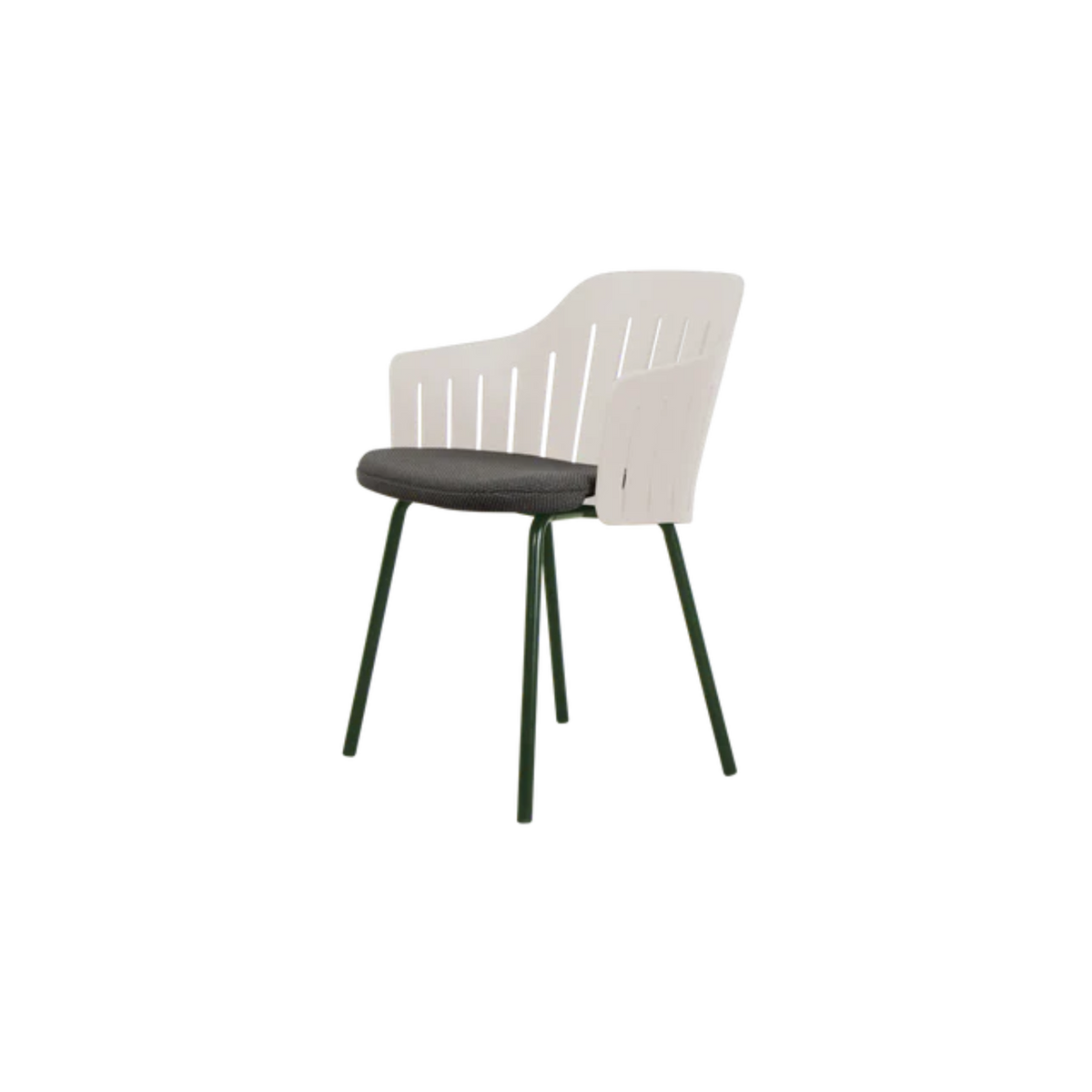 Cane-line Choice Chair with 4 Legs INDOOR/OUTDOOR in Sand with Dark Green base, Dark Gray cushion