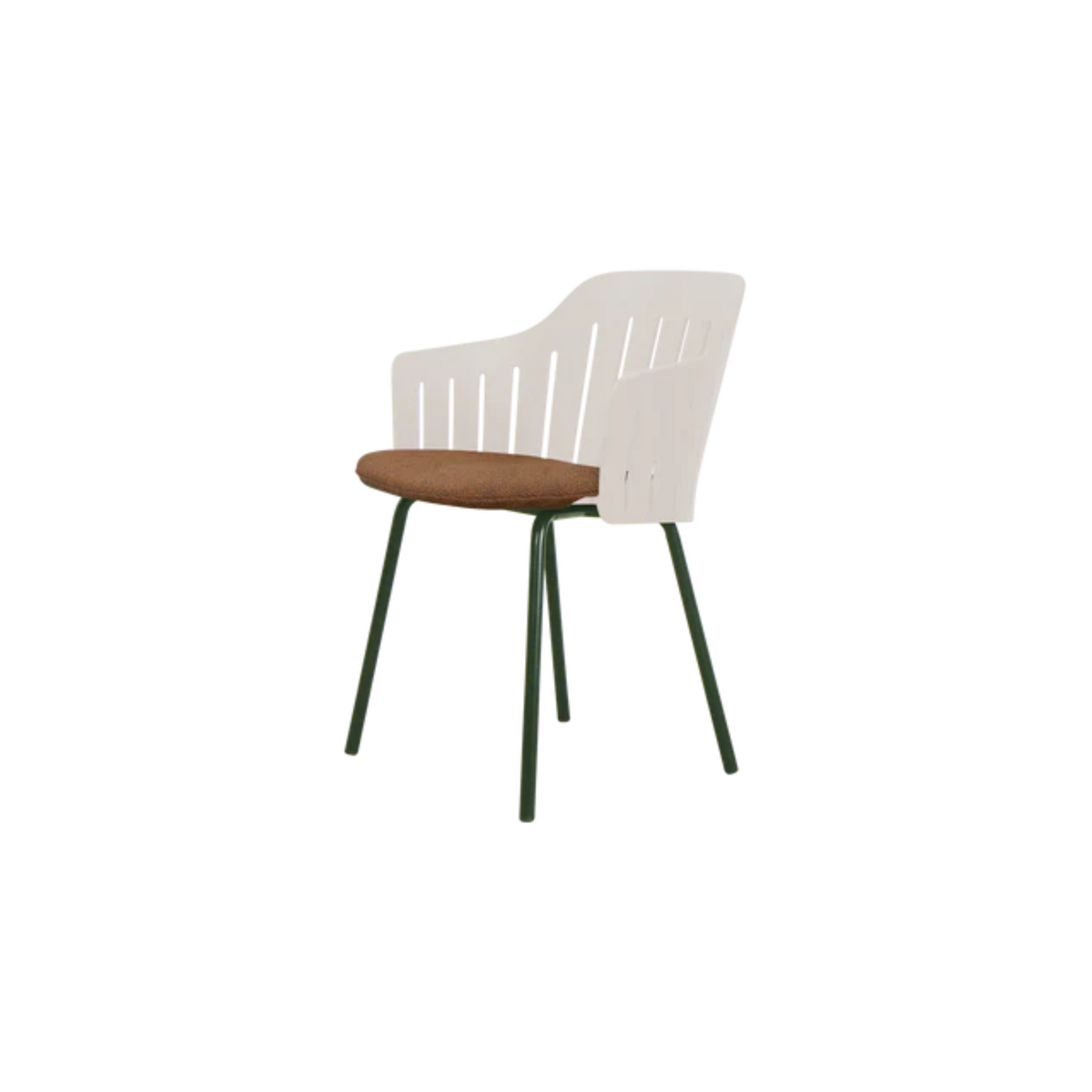 Cane-line Choice Chair with 4 Legs INDOOR/OUTDOOR in Sand with Dark Green base, Umber Brown cushion