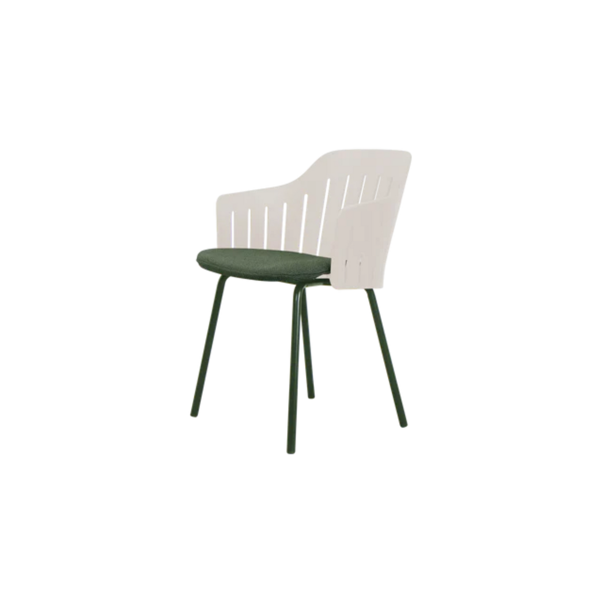 Cane-line Choice Chair with 4 Legs INDOOR/OUTDOOR in Sand with Dark Green base, Dark Green - Rise cushion