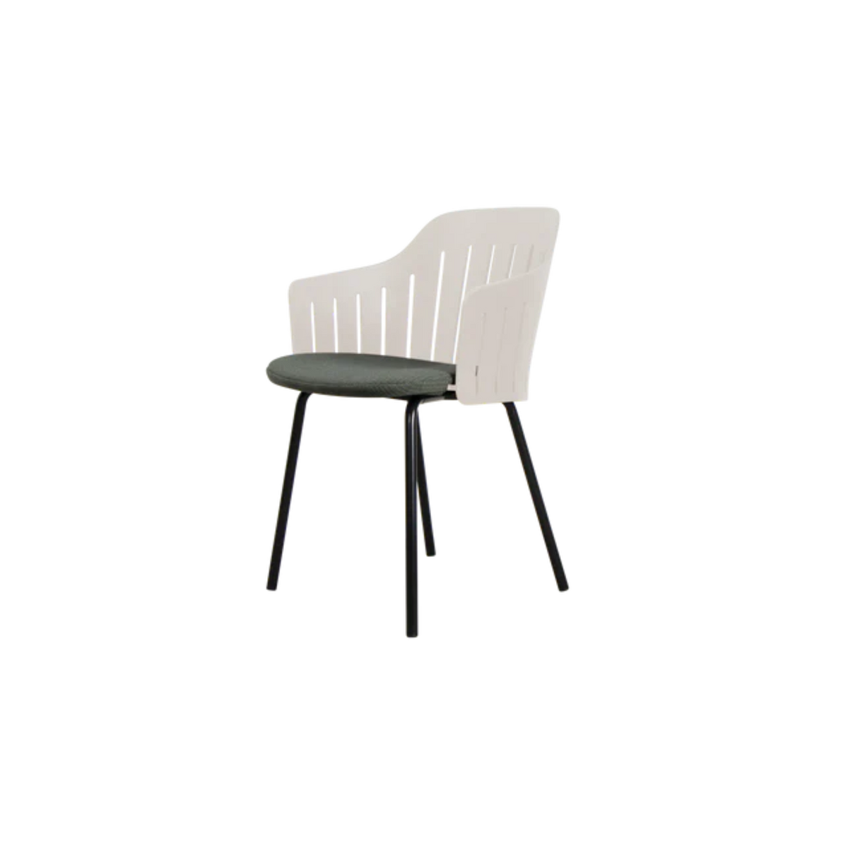 Cane-line Choice Chair with 4 Legs INDOOR/OUTDOOR in Sand with Black base, Dark Green cushion