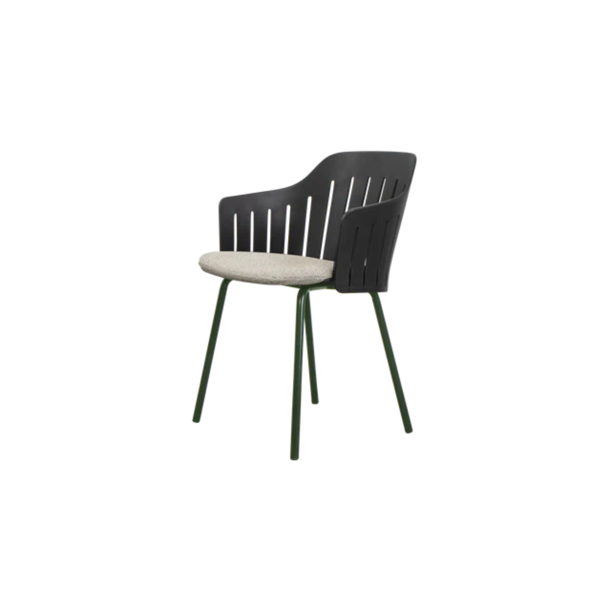 Cane-line Choice Chair with 4 Legs INDOOR/OUTDOOR in Black with Dark Green base, Light Brown cushion