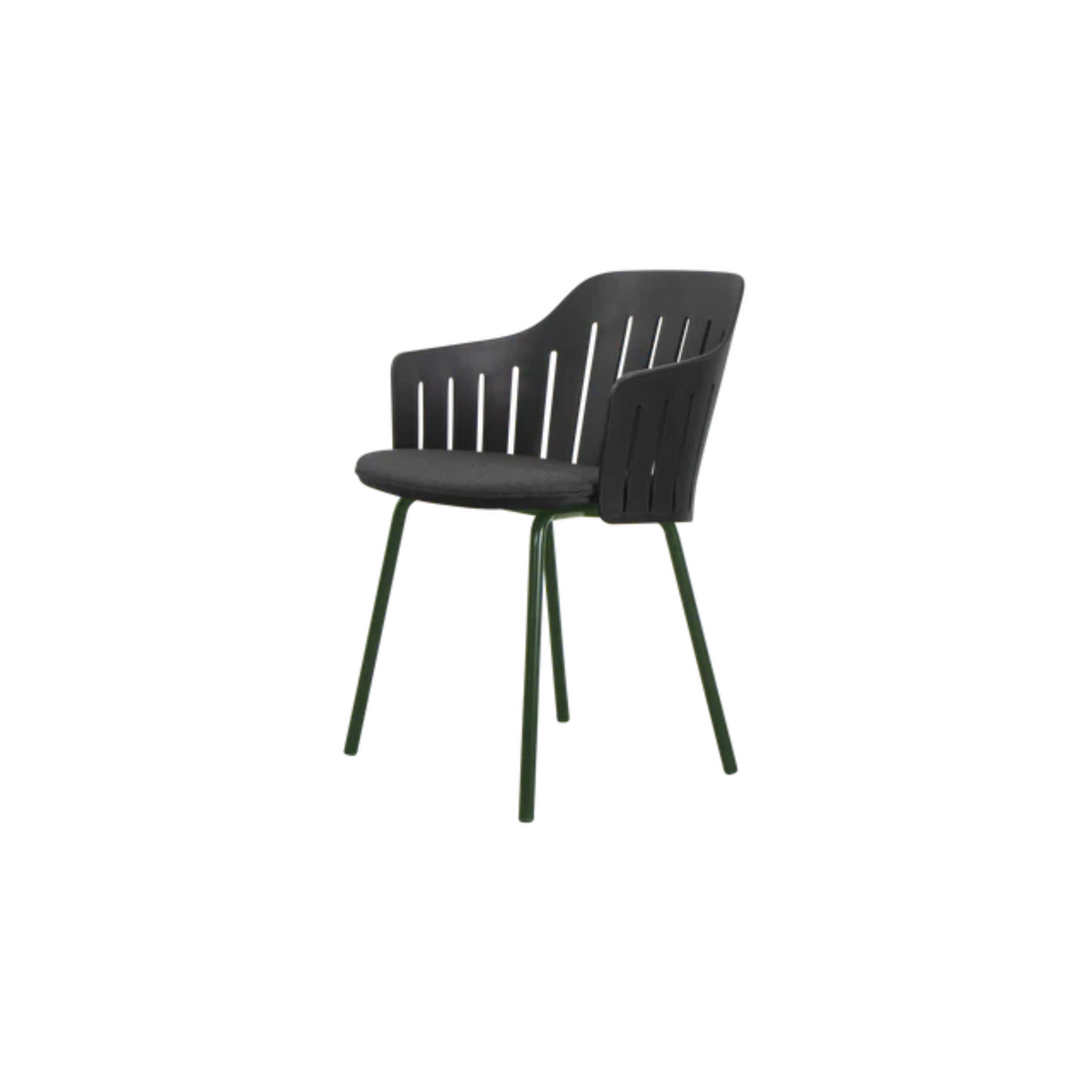 Cane-line Choice Chair with 4 Legs INDOOR/OUTDOOR in Black with Dark Green base