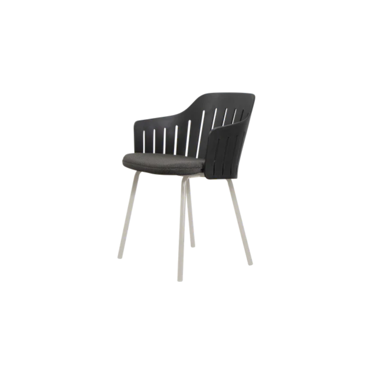 Cane-line Choice Chair with 4 Legs INDOOR/OUTDOOR in Black with Sand base, Dark Gray cushion