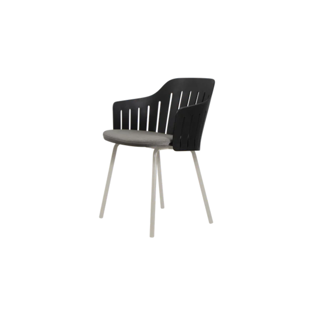 Cane-line Choice Chair with 4 Legs INDOOR/OUTDOOR in Black with Sand base, Taupe cushion