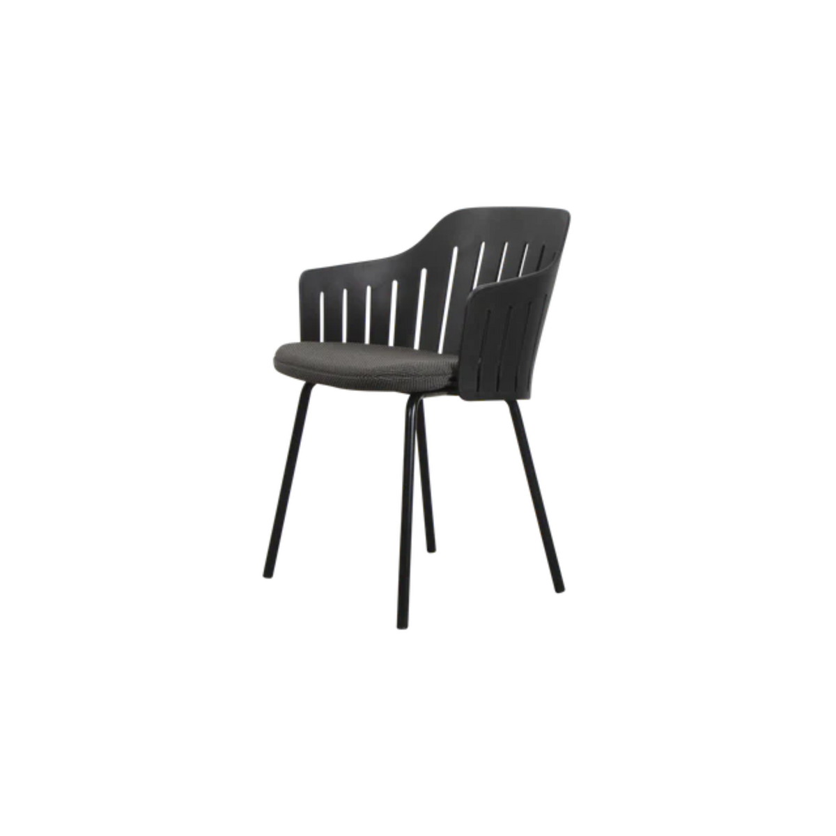Cane-line Choice Chair with 4 Legs INDOOR/OUTDOOR in Black with Dark Gray cushion