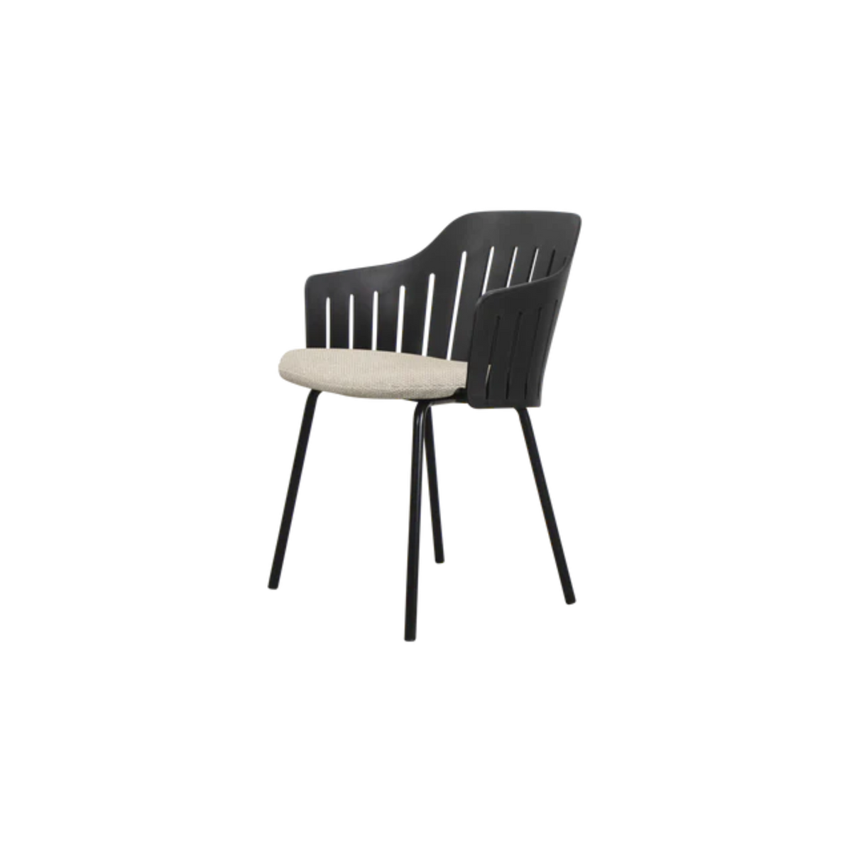 Cane-line Choice Chair with 4 Legs INDOOR/OUTDOOR in Black with Desert Sand cushion
