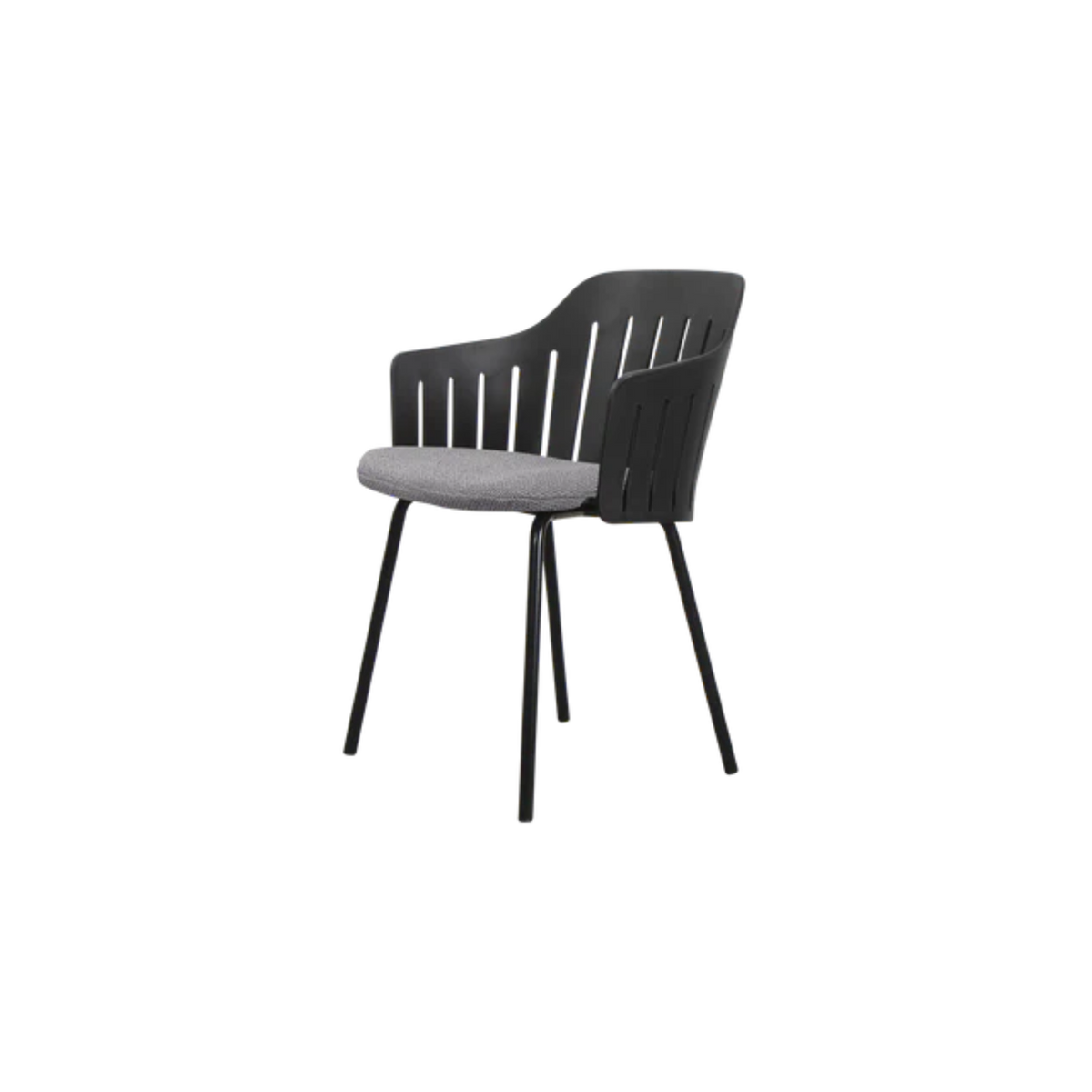 Cane-line Choice Chair with 4 Legs INDOOR/OUTDOOR in Black with Gray cushion