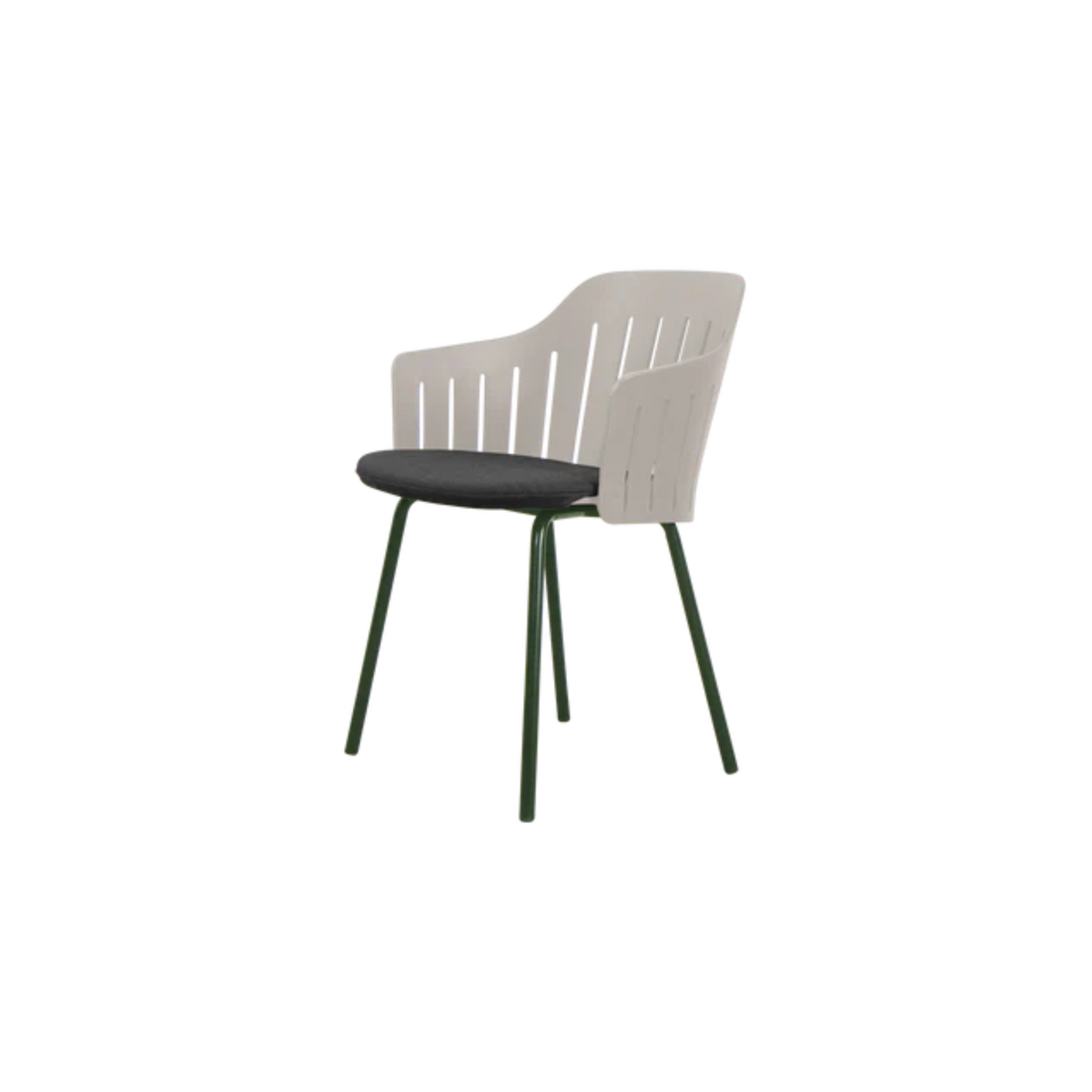 Cane-line Choice Chair with 4 Legs INDOOR/OUTDOOR in Taupe with Dark Green base, Black cushion