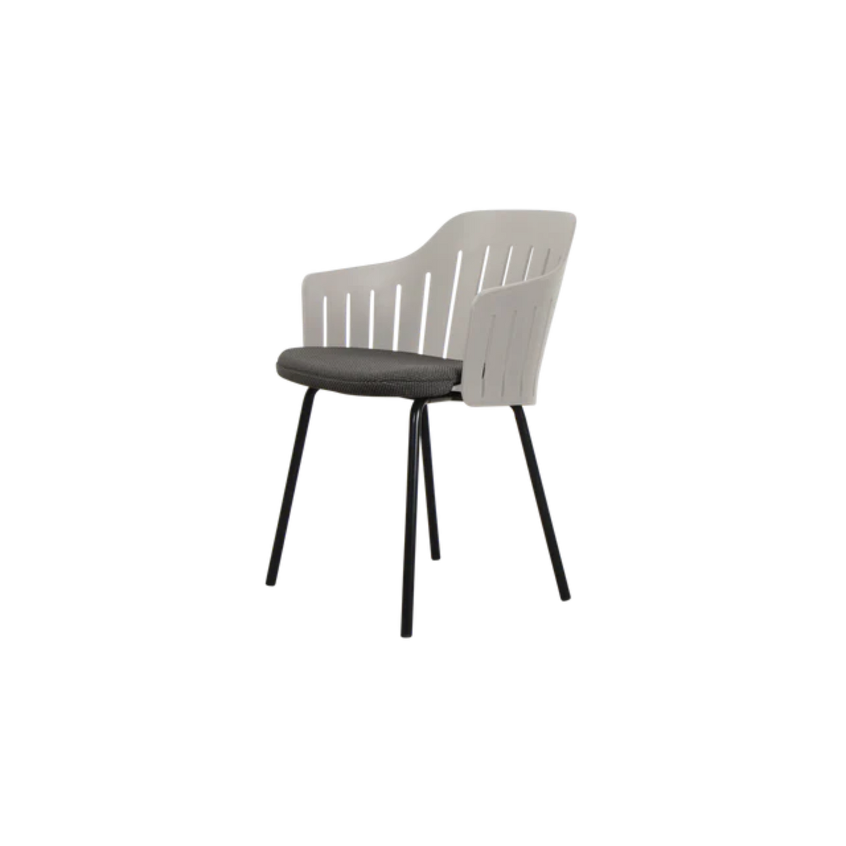 Cane-line Choice Chair with 4 Legs INDOOR/OUTDOOR in Taupe with Black base, Dark Gray cushion