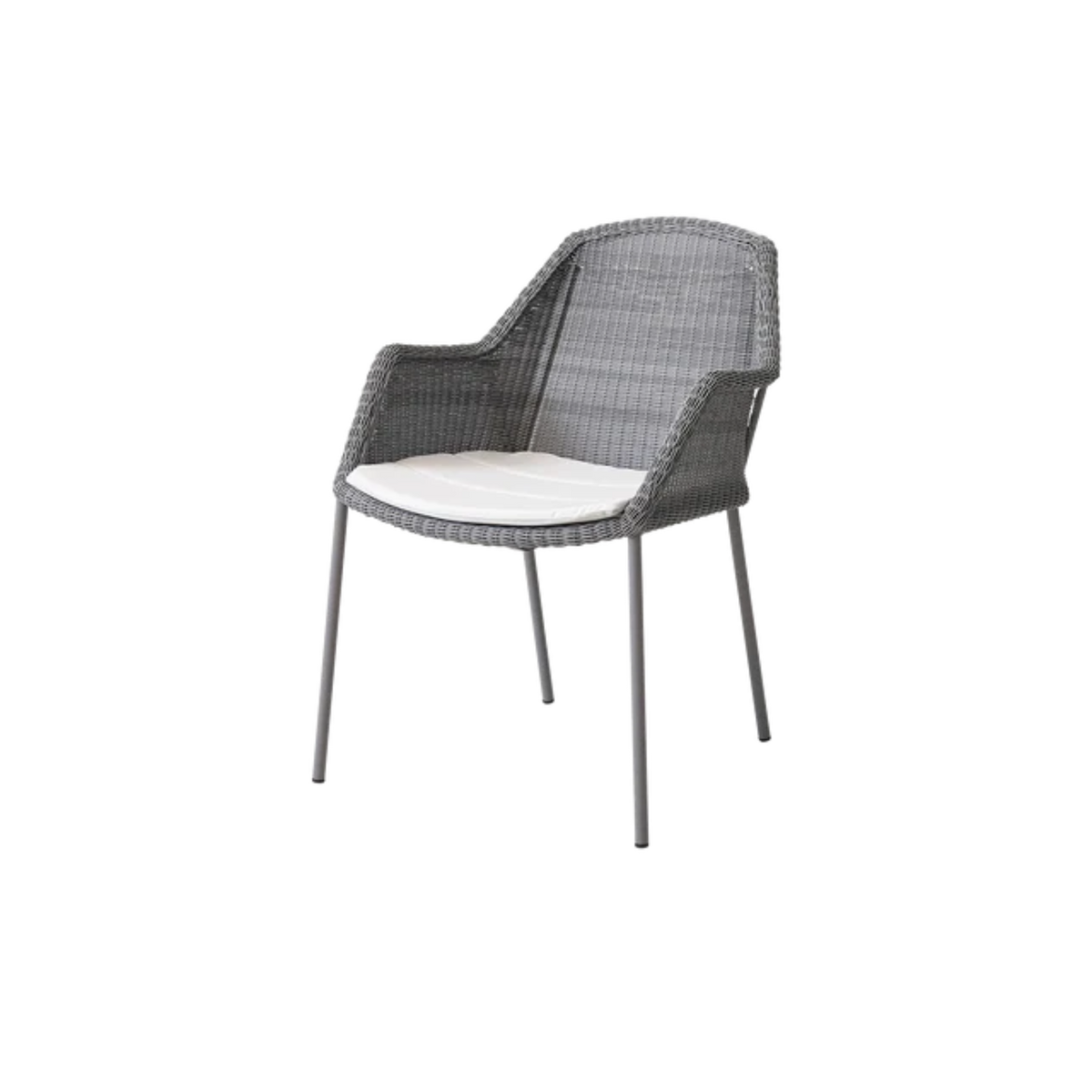 Cane-line Breeze Chair, Stackable in Light Gray with White cushion
