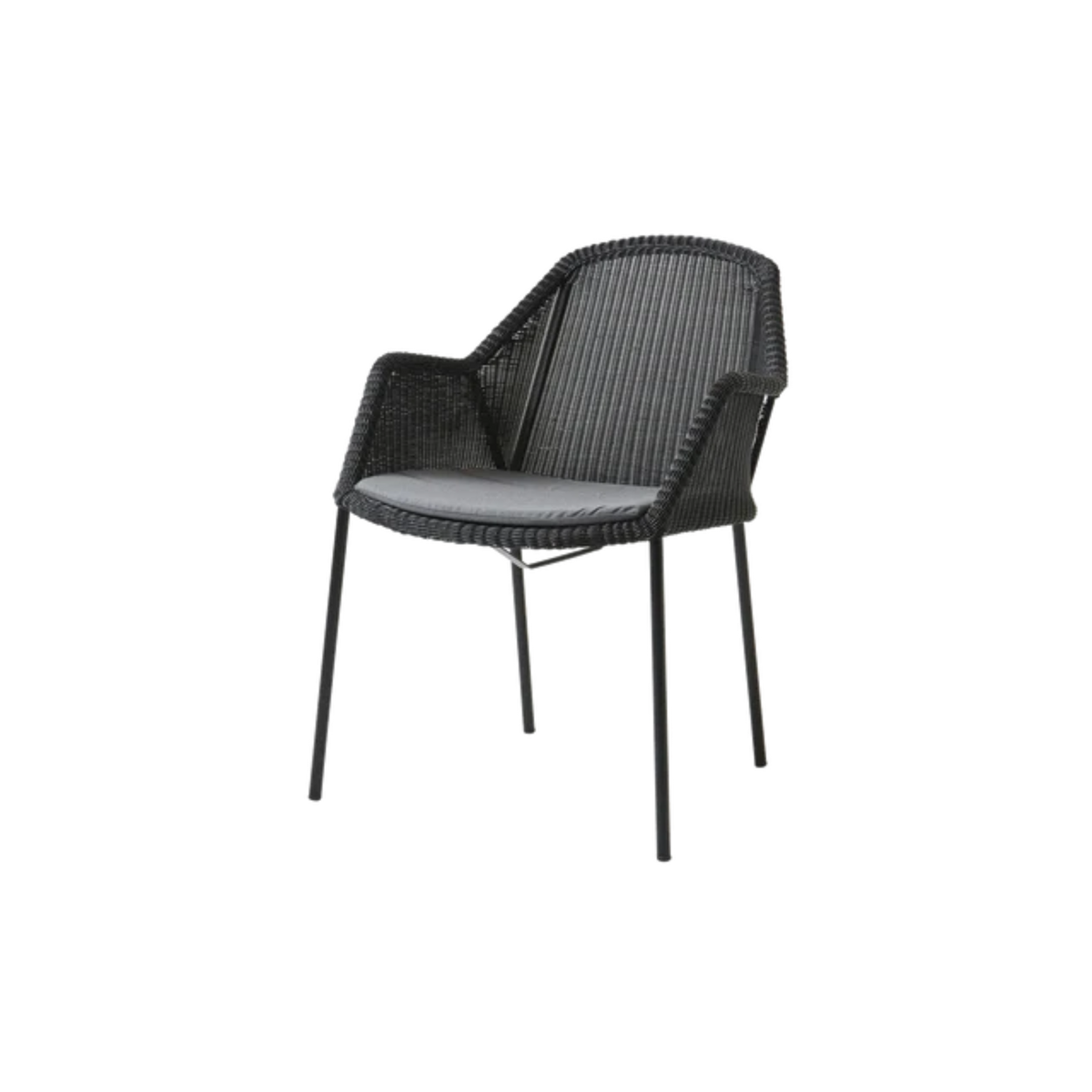 Cane-line Breeze Chair, Stackable in Black with Gray cushion
