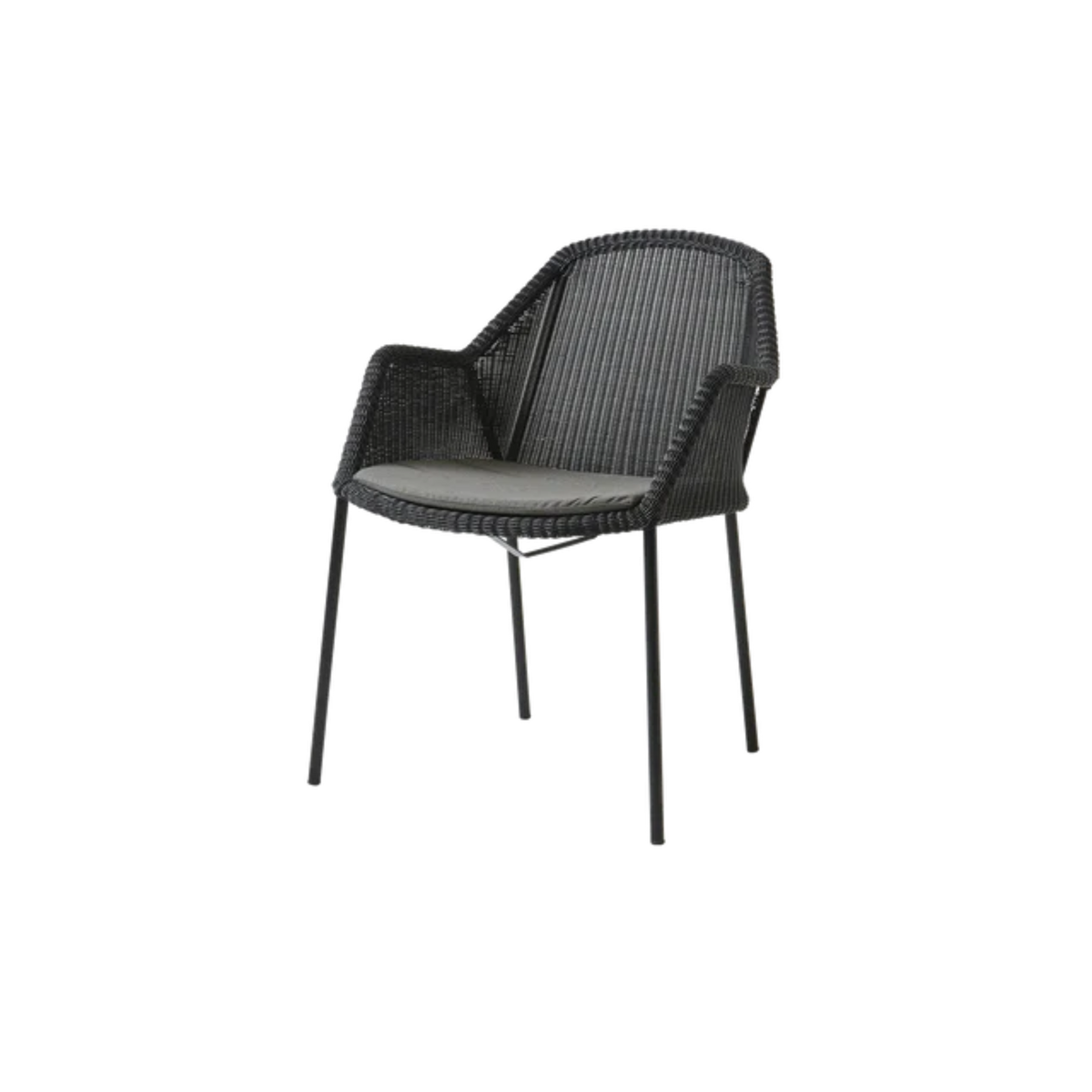 Cane-line Breeze Chair, Stackable in Black with Taupe cushion