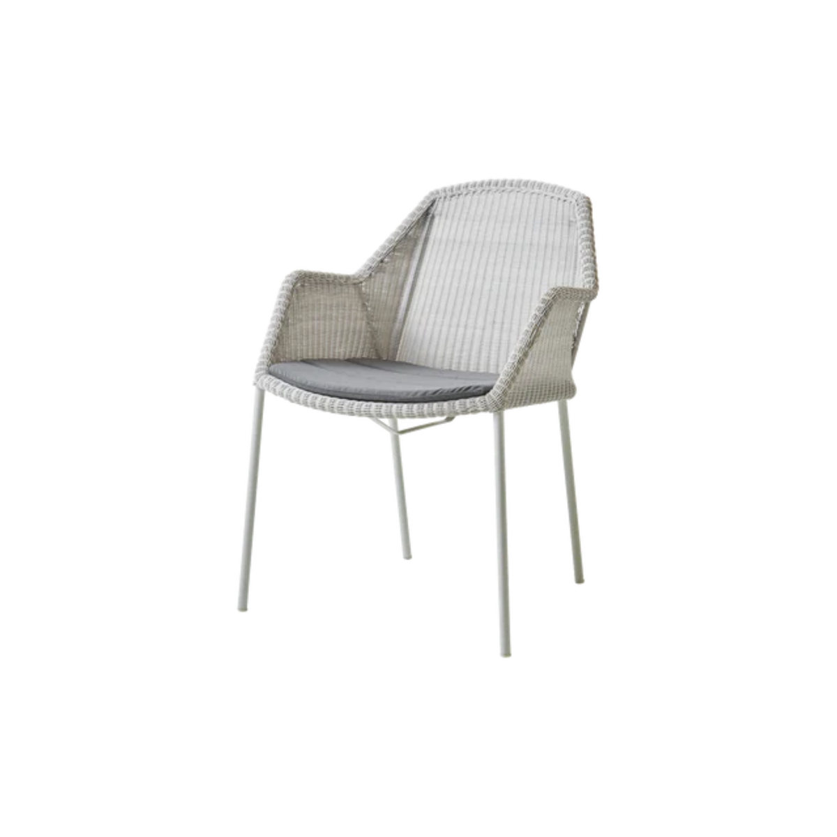 Cane-line Breeze Chair, Stackable in White Gray with Gray cushion