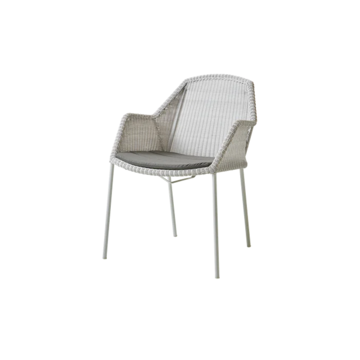 Cane-line Breeze Chair, Stackable in White Gray with Taupe cushion