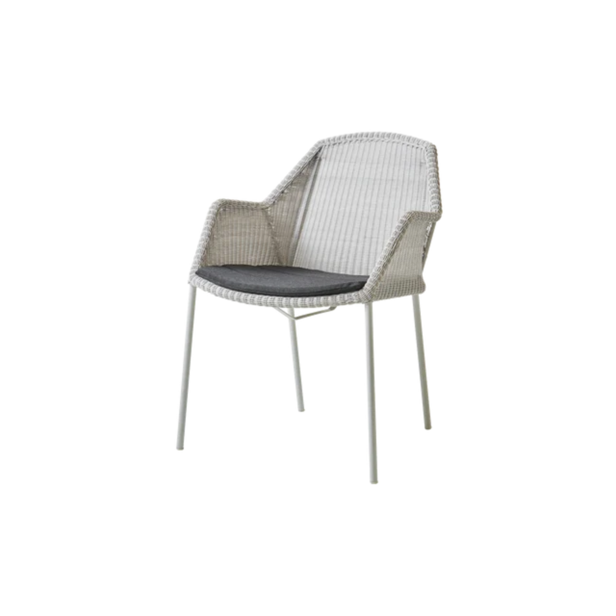 Cane-line Breeze Chair, Stackable in White Gray with Black cushion