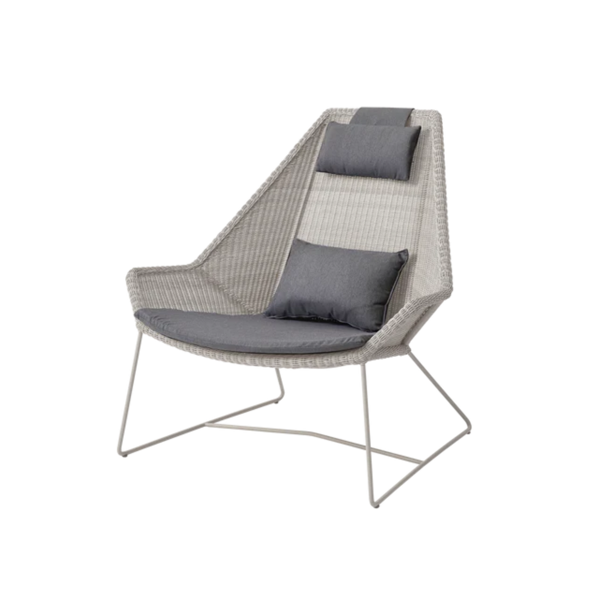Cane-line Breeze Highback Chair in Sand with Gray cushion