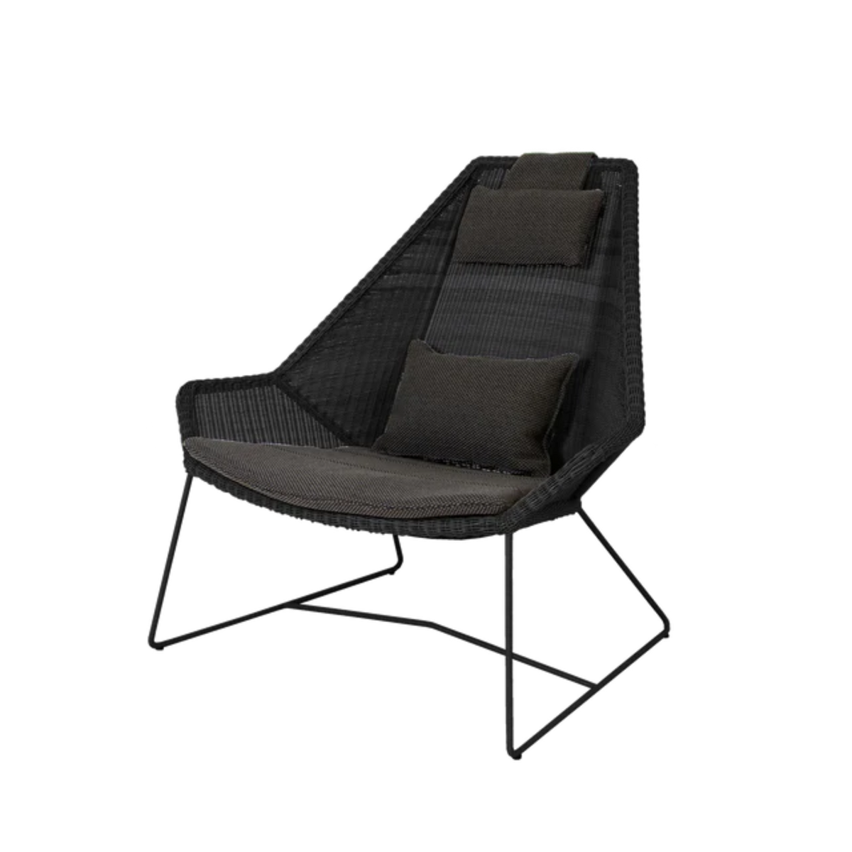 Cane-line Breeze Highback Chair in Black with Dark Gray cushion
