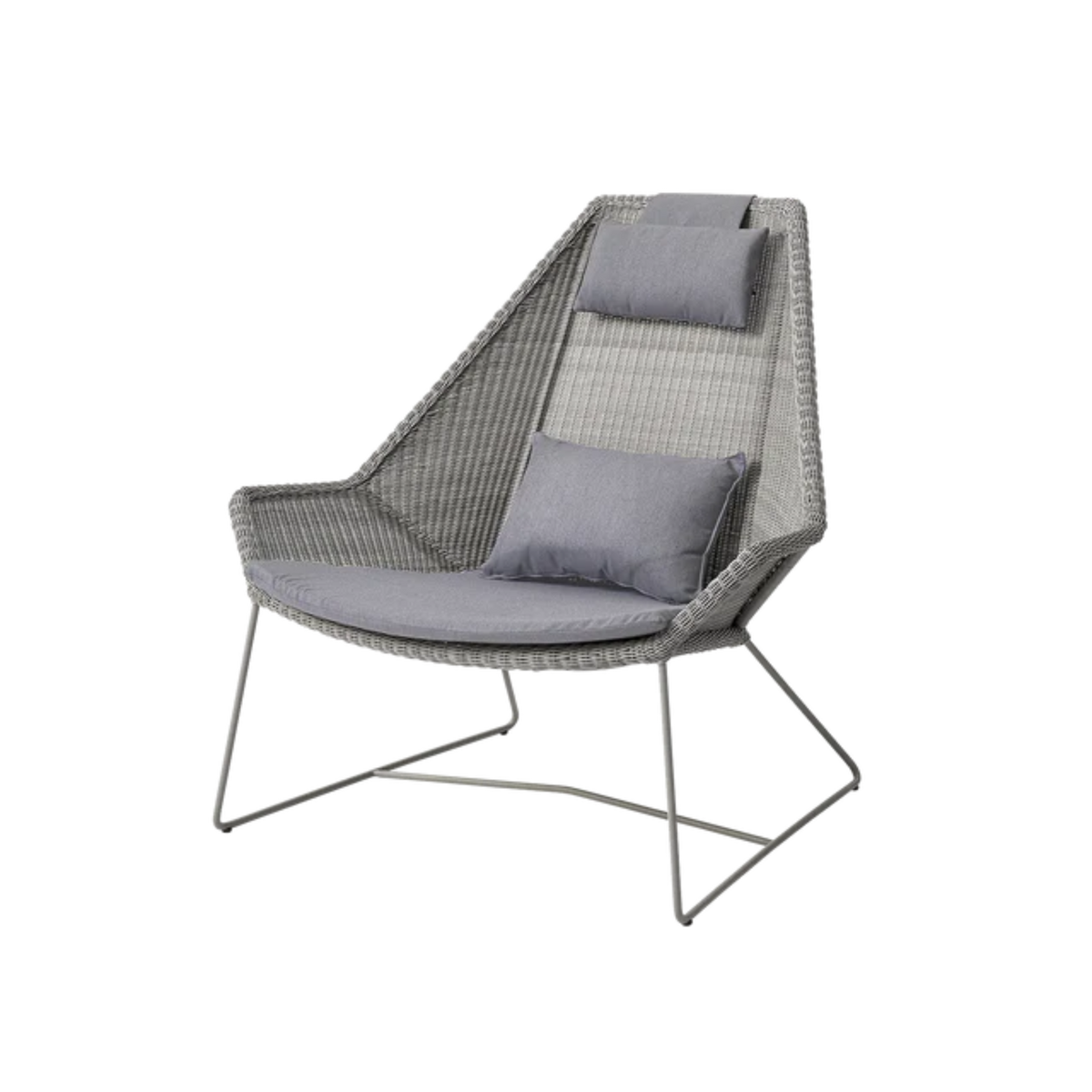 Cane-line Breeze Highback Chair in Taupe with Gray cushion