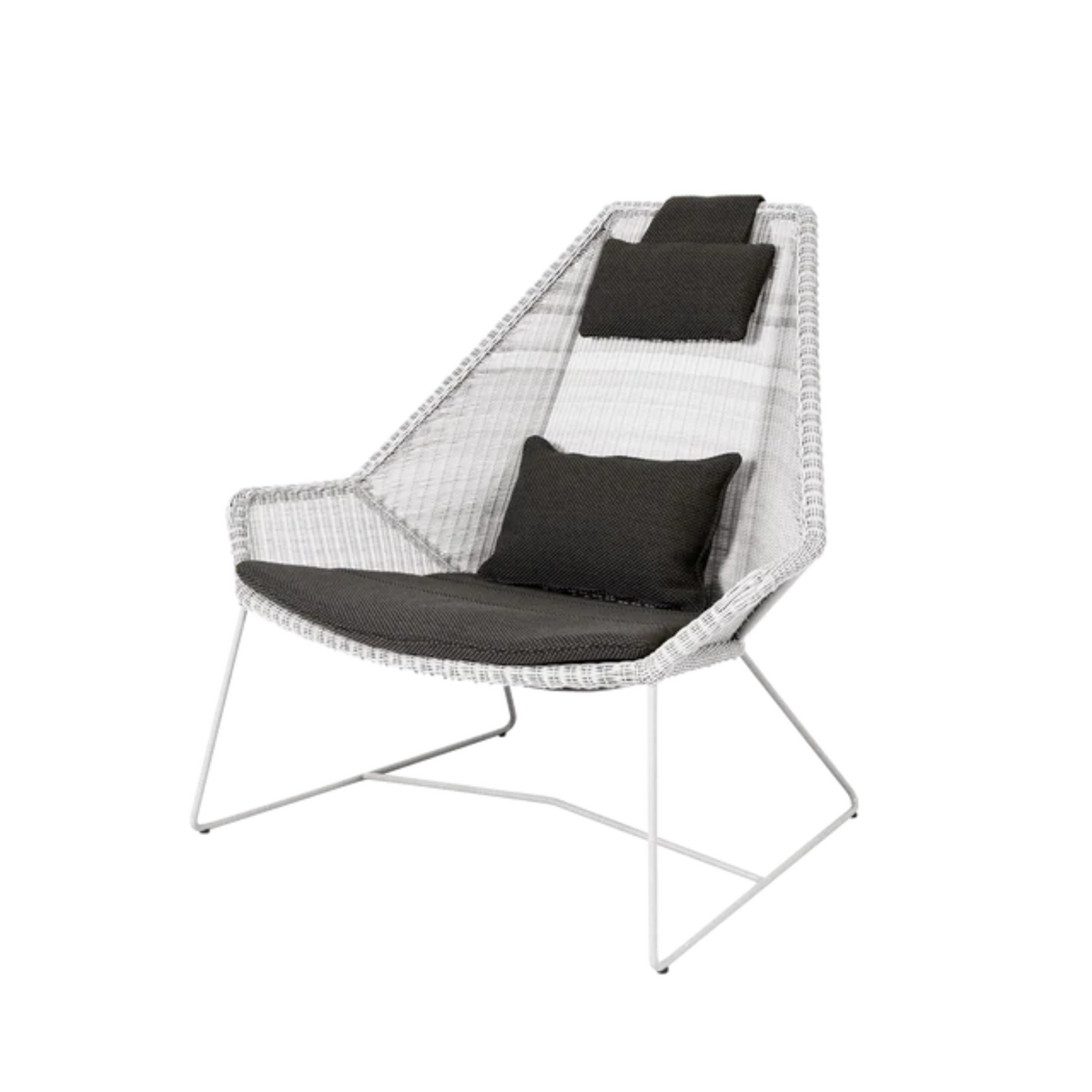 Cane-line Breeze Highback Chair in White Gray with Dark Gray cushion