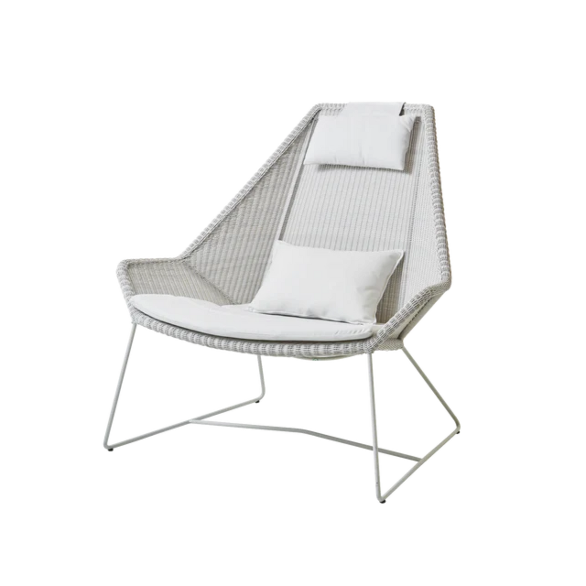 Cane-line Breeze Highback Chair in White Gray with White cushion