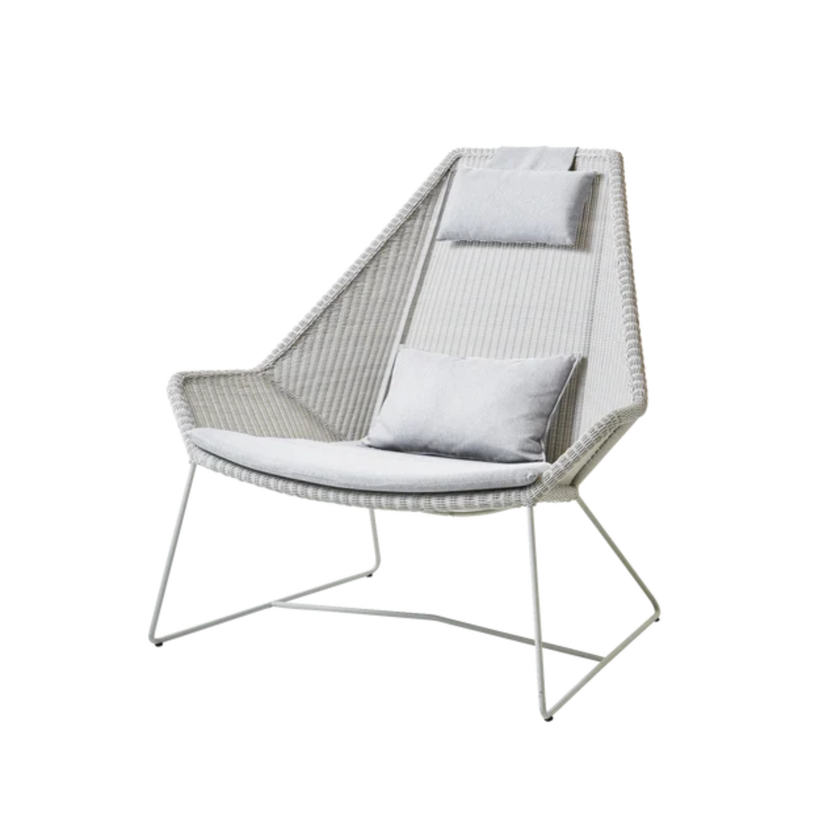Cane-line Breeze Highback Chair in White Gray with Light Gray cushion