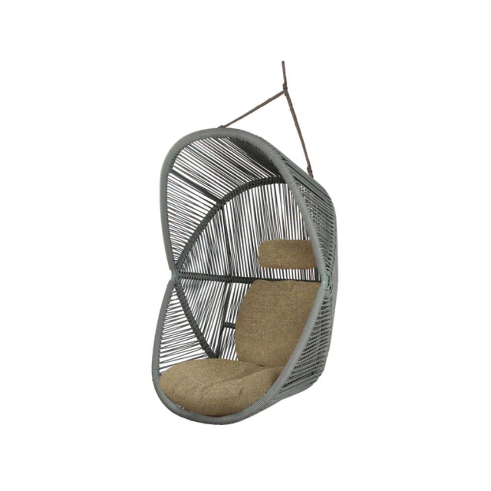 Cane-line Hive Chair Rope in Dusty Green with Taupe rope, Turmeric Yellow cushion set, rattan