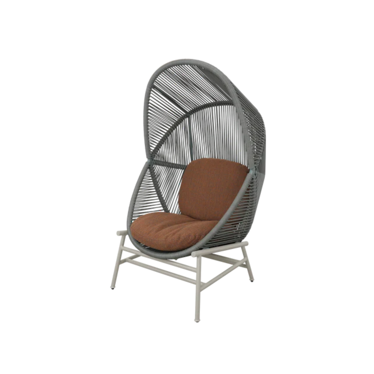 Cane-line Hive Chair in Dusty Green with Sand base, Umber Brown cushion