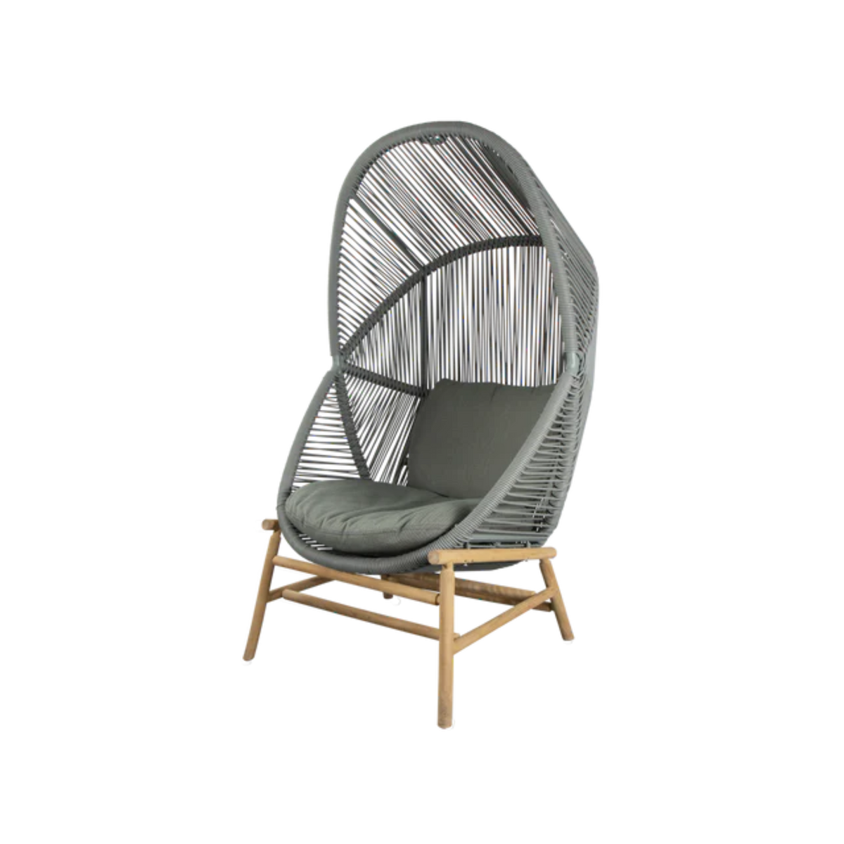 Cane-line Hive Chair in Dusty Green with Teak base, Light Green cushion