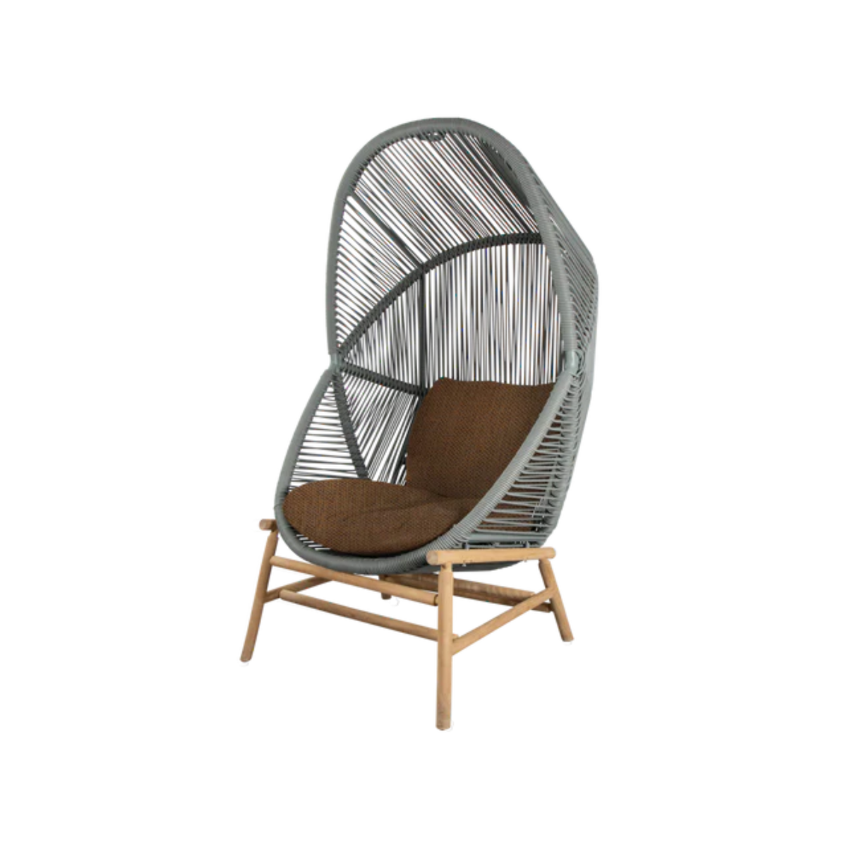 Cane-line Hive Chair in Dusty Green with Teak base, Umber Brown cushion