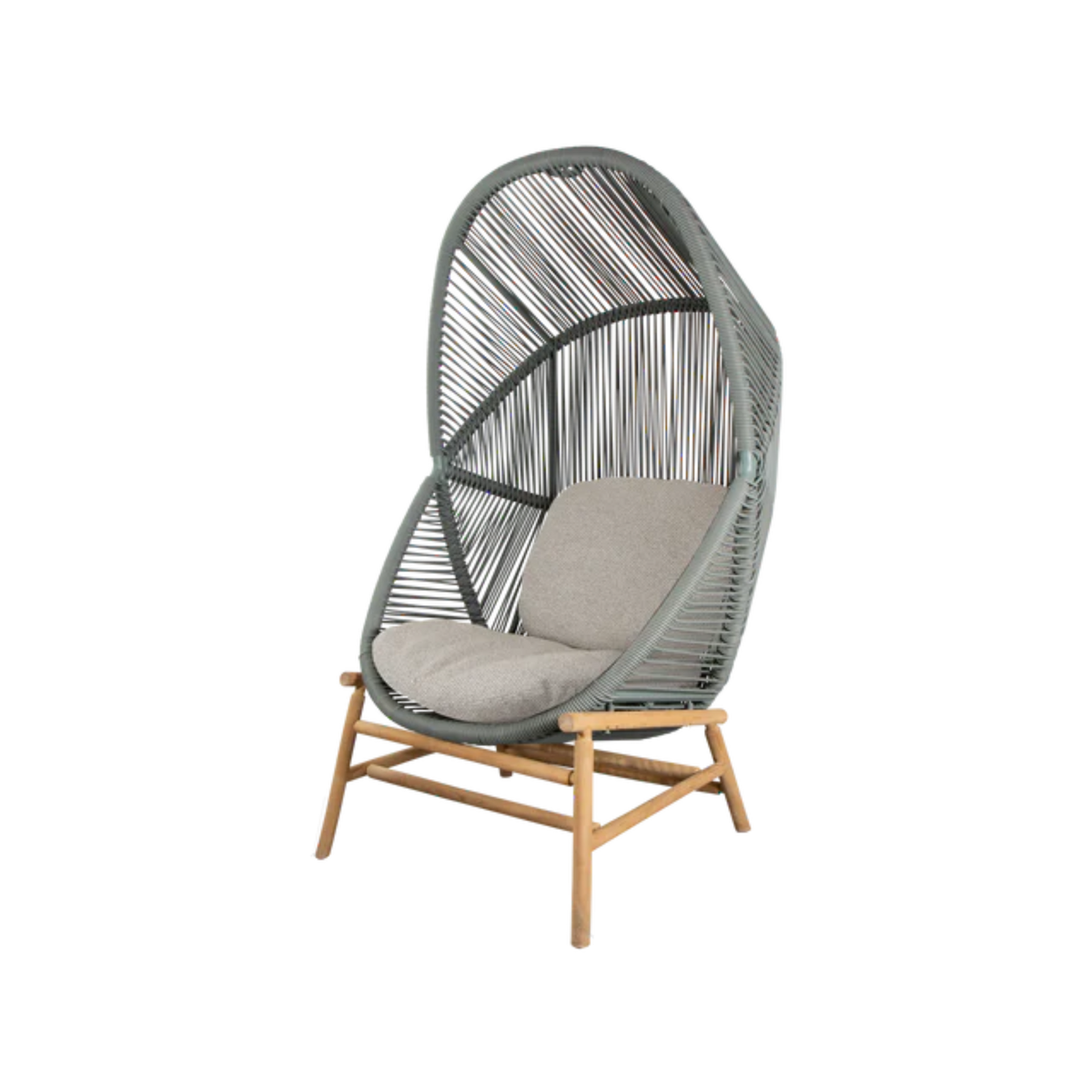 Cane-line Hive Chair in Dusty Green with Teak base, Light Brown cushion