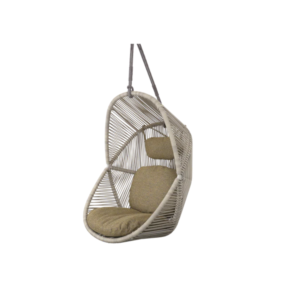 Cane-line Hive Chair Rope in Sand with Taupe rope, Turmeric Yellow cushion set, rattan