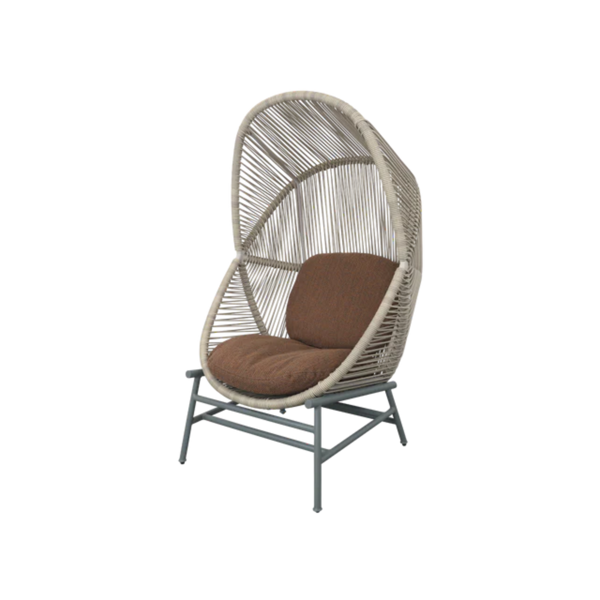 Cane-line Hive Chair in Sand with Dusty Green base, Umber Brown cushion