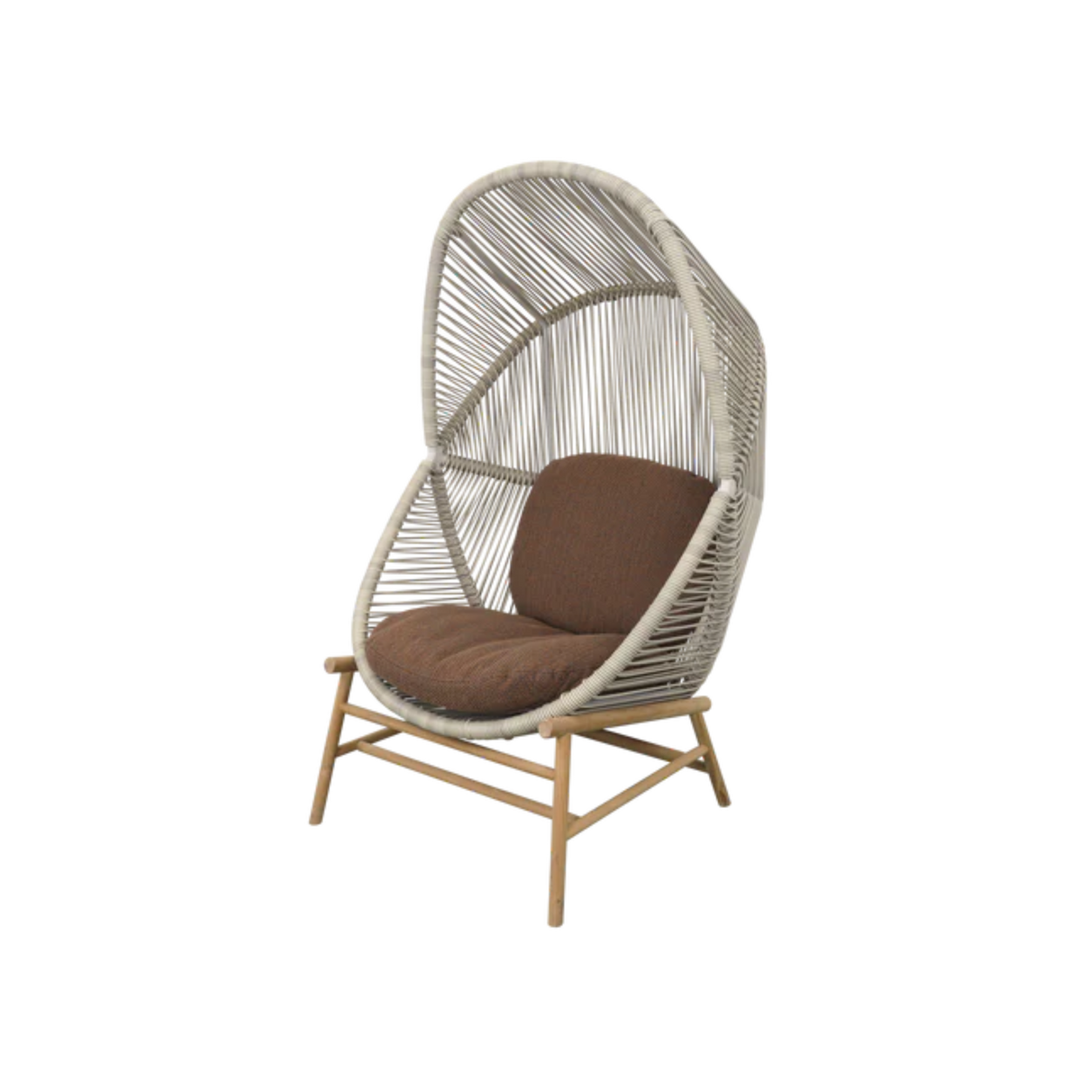 Cane-line Hive Chair in Sand with Teak base, Umber Brown cushion