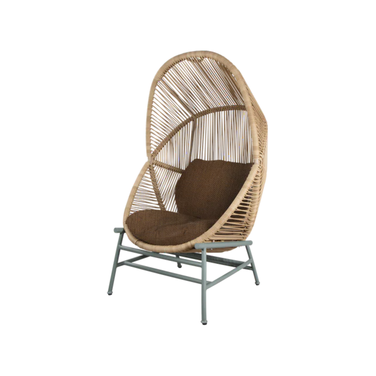 Cane-line Hive Chair in Natural with Dusty Green base, Umber Brown cushion