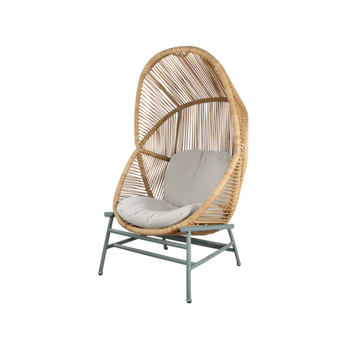 Cane-line Hive Chair in Natural with Dusty Green base, Sand cushion