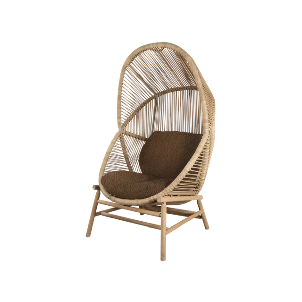 Cane-line Hive Chair in Natural with Teak base, Umber Brown cushion