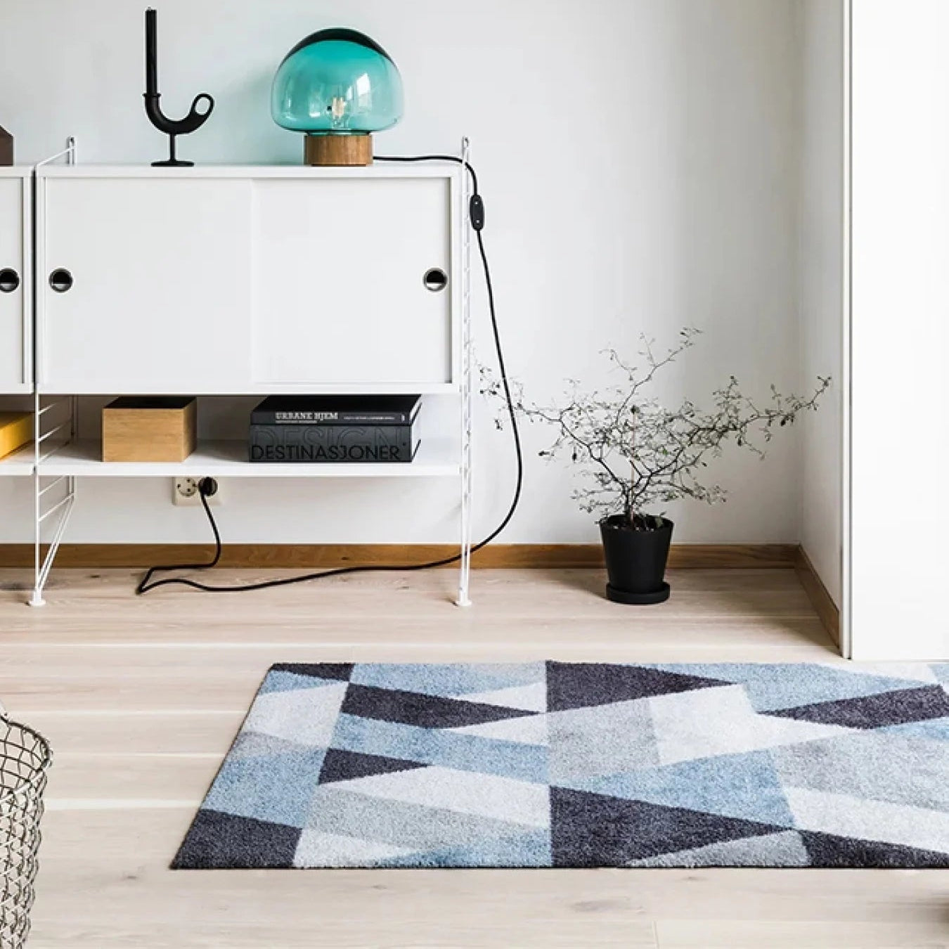 Heymat Blåne, recycled PET yarn doormat, Norwegian sustainable design