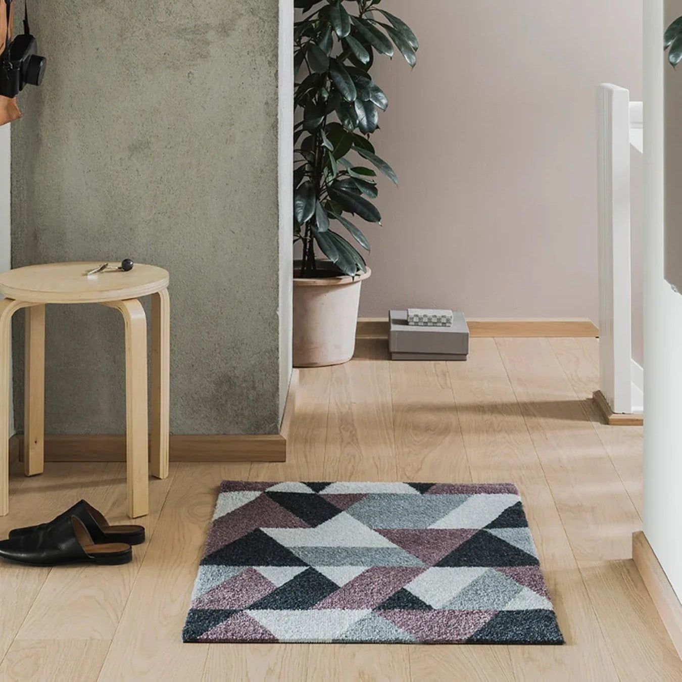 Heymat Blåne, recycled PET yarn doormat, Norwegian sustainable design