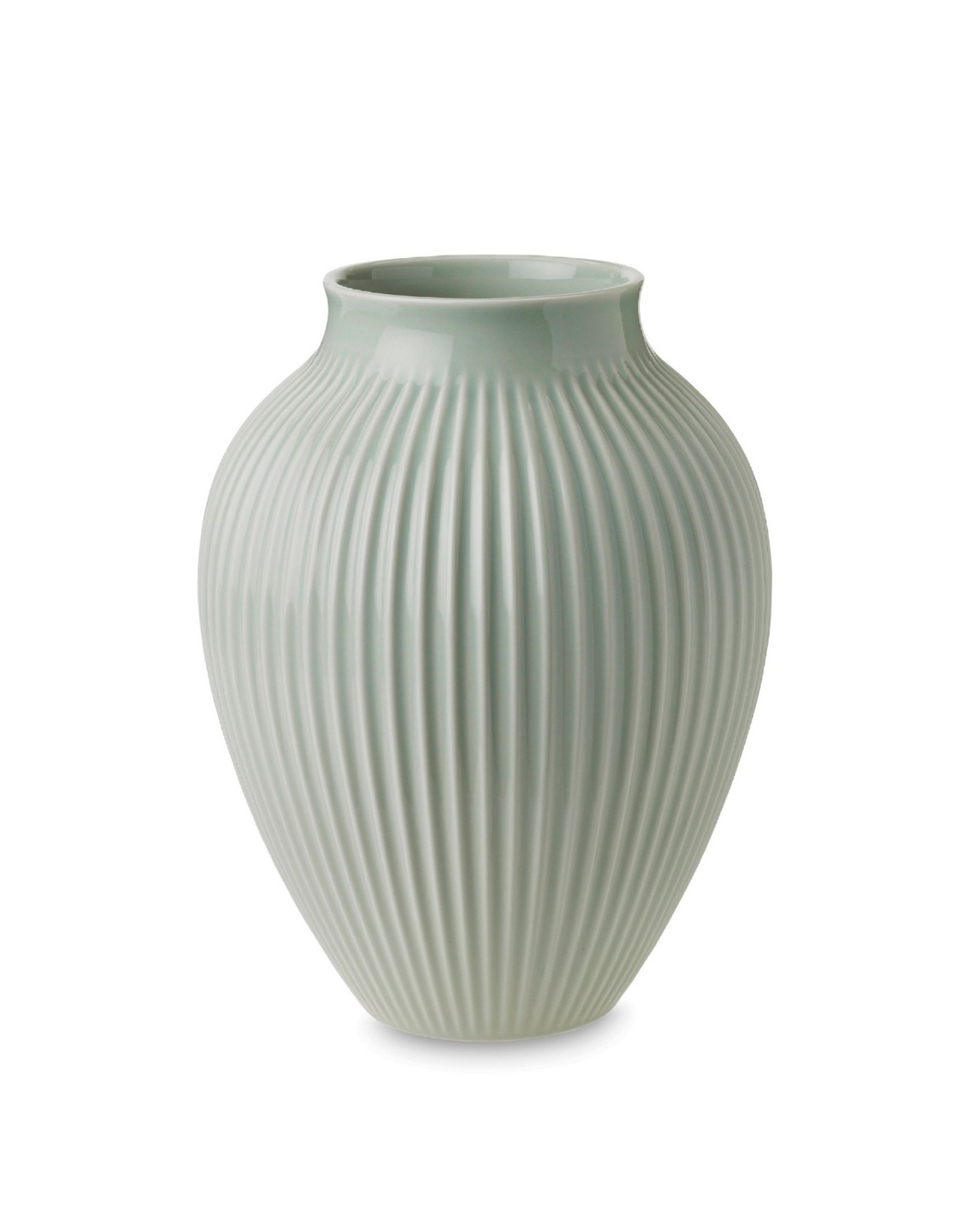 Knabstrup Ripple Vase in mint, 10.6 in, glazed earthenware